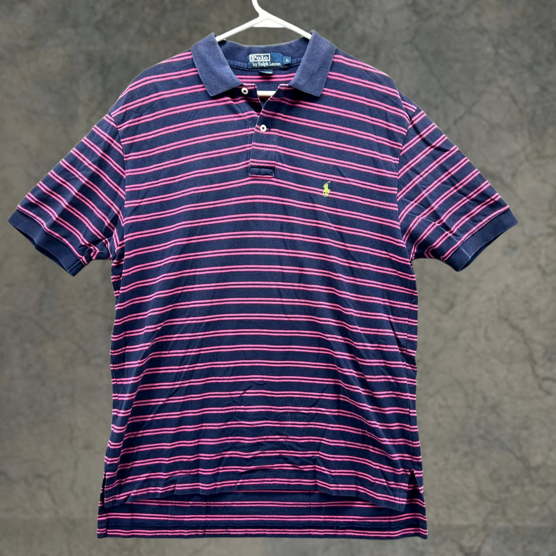 Ralph Lauren Polo Ralph Lauren Polo Shirt Men Large Adult Pink Striped Pony Preppy Rugby Shirt Size US L / EU 52-54 / 3 - 1 Thumbnail