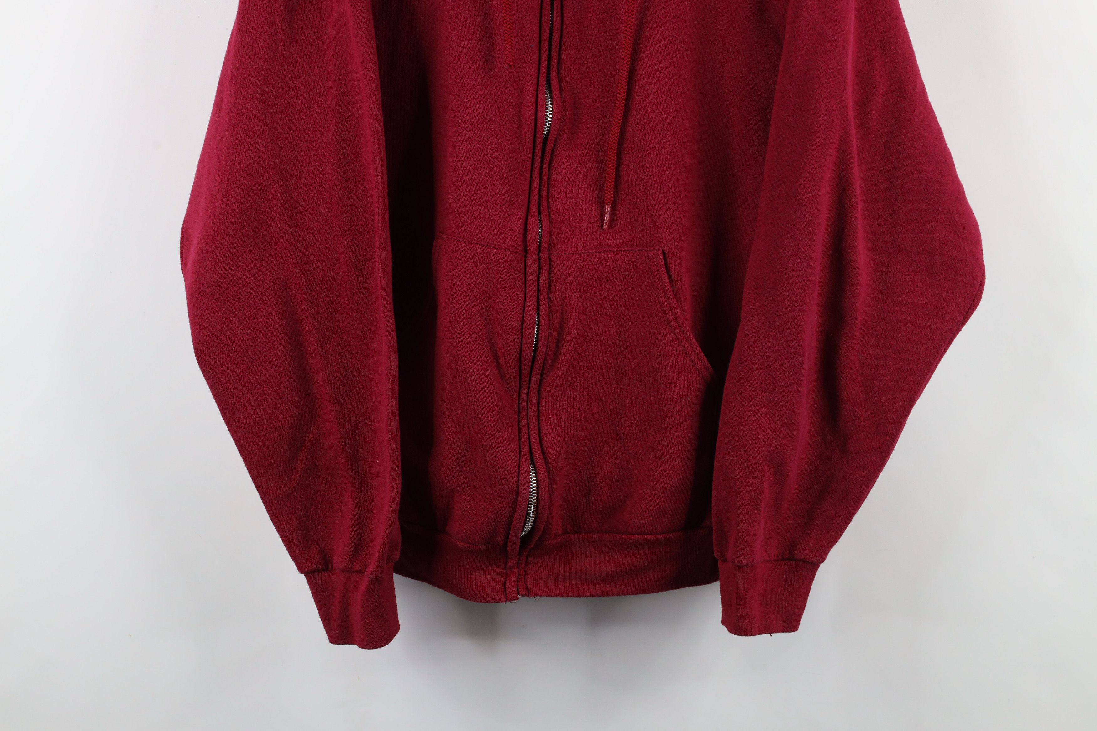 Vintage Vintage 90s Streetwear Full Zip Hoodie Sweatshirt Red USA Size US XL / EU 56 / 4 - 3 Thumbnail