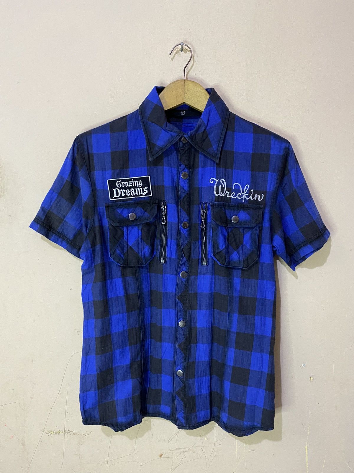 Japanese Brand Y2K In The Attic Poem Multipocket Plaid Shirt Size US M / EU 48-50 / 2 - 1 Thumbnail