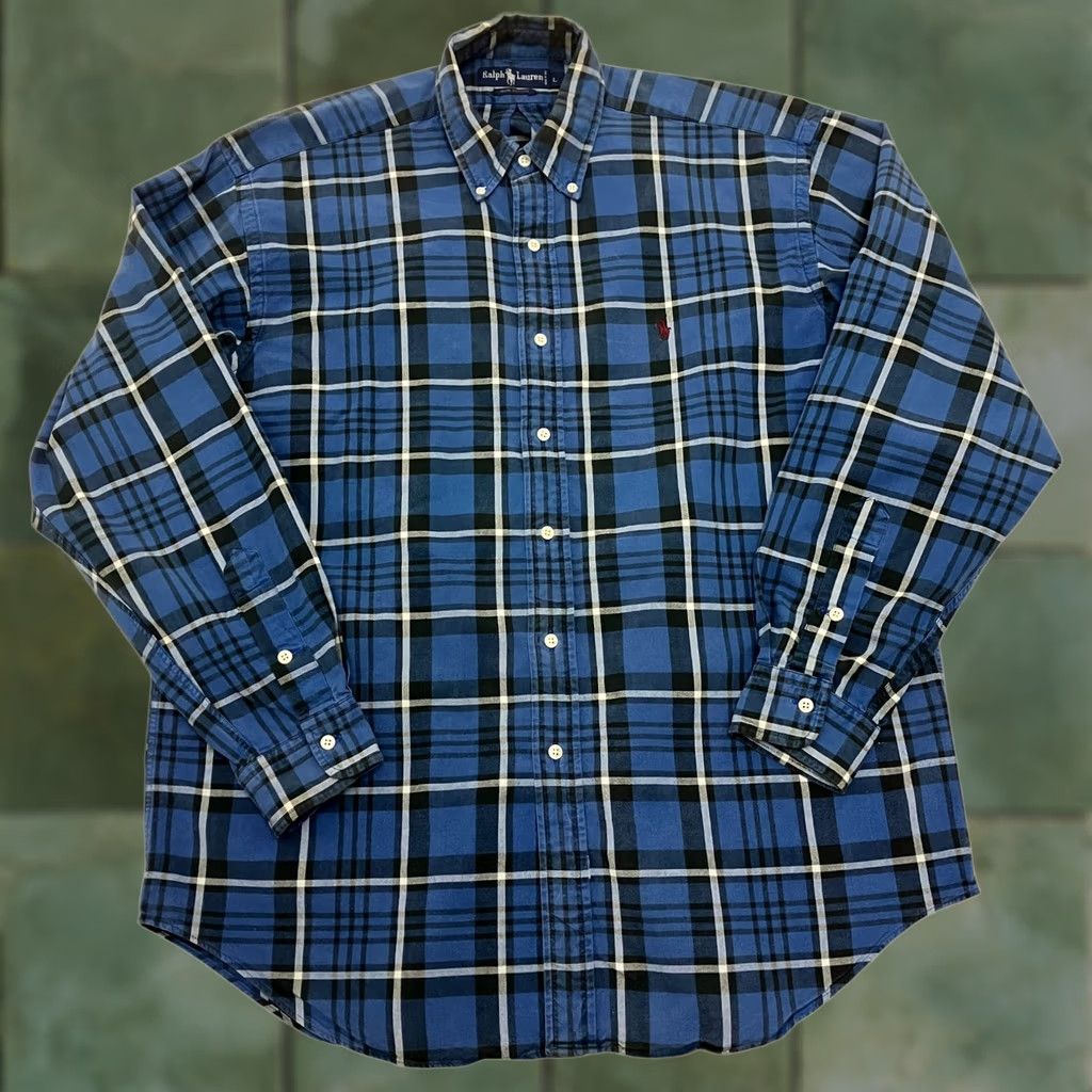 Ralph Lauren Ralph Lauren Shirt Men Large Check Blue Long Sleeve Button Down Cotton Vintage Preloved Size US L / EU 52-54 / 3 - 1 Thumbnail