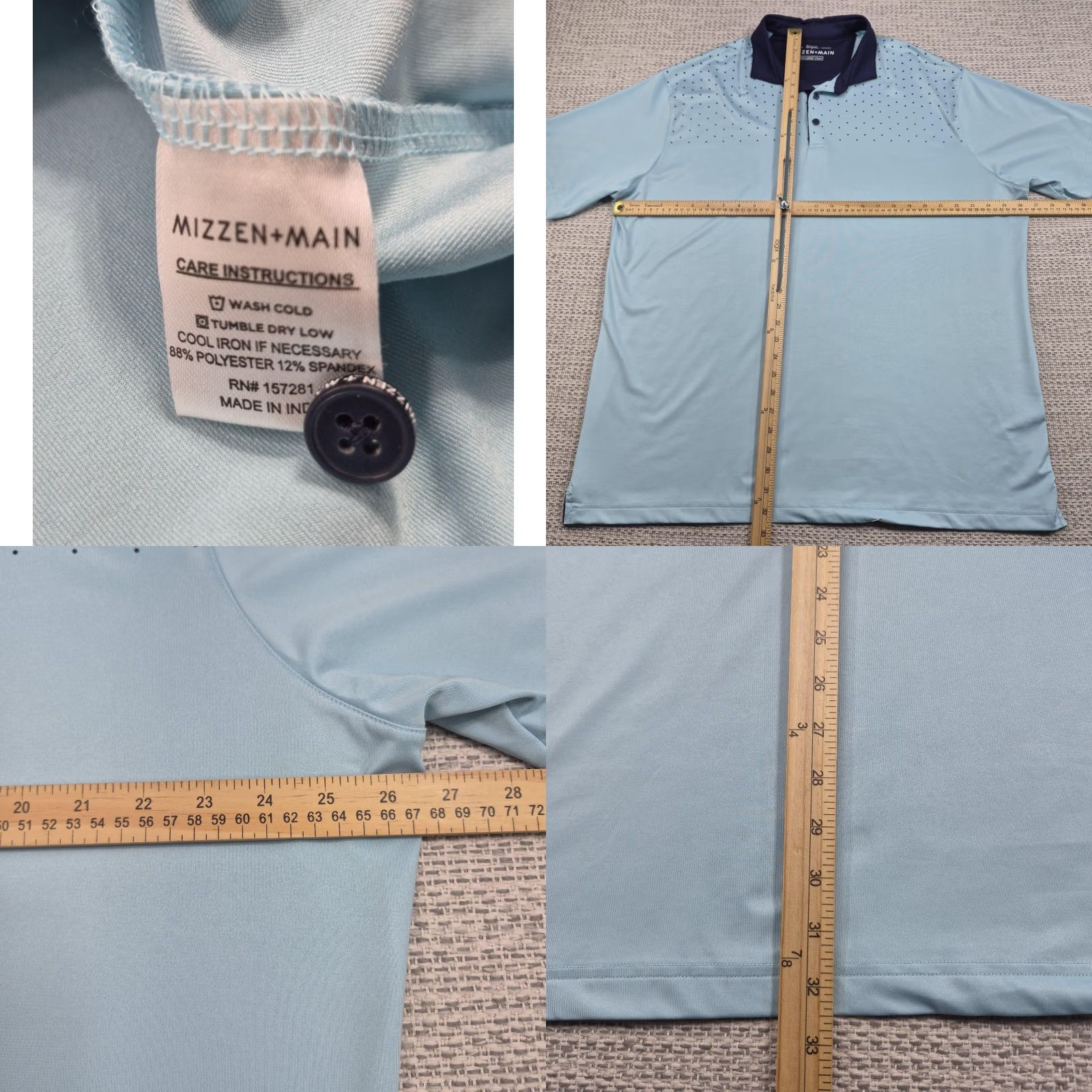 Mizzen+Main Mizzen+Main Golf Polo Shirt Mens 2XL Blue Polka Dot Classic Fit Short Sleeve Size US XXL / EU 58 / 5 - 8 Thumbnail