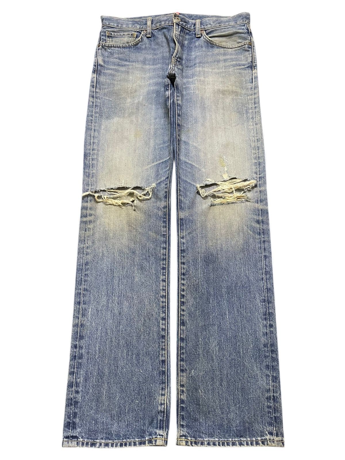 Uniqlo Vintage Japanese Uniqlo Blue Mud Wash Faded Distressed Jeans Size US 33 - 1 Thumbnail