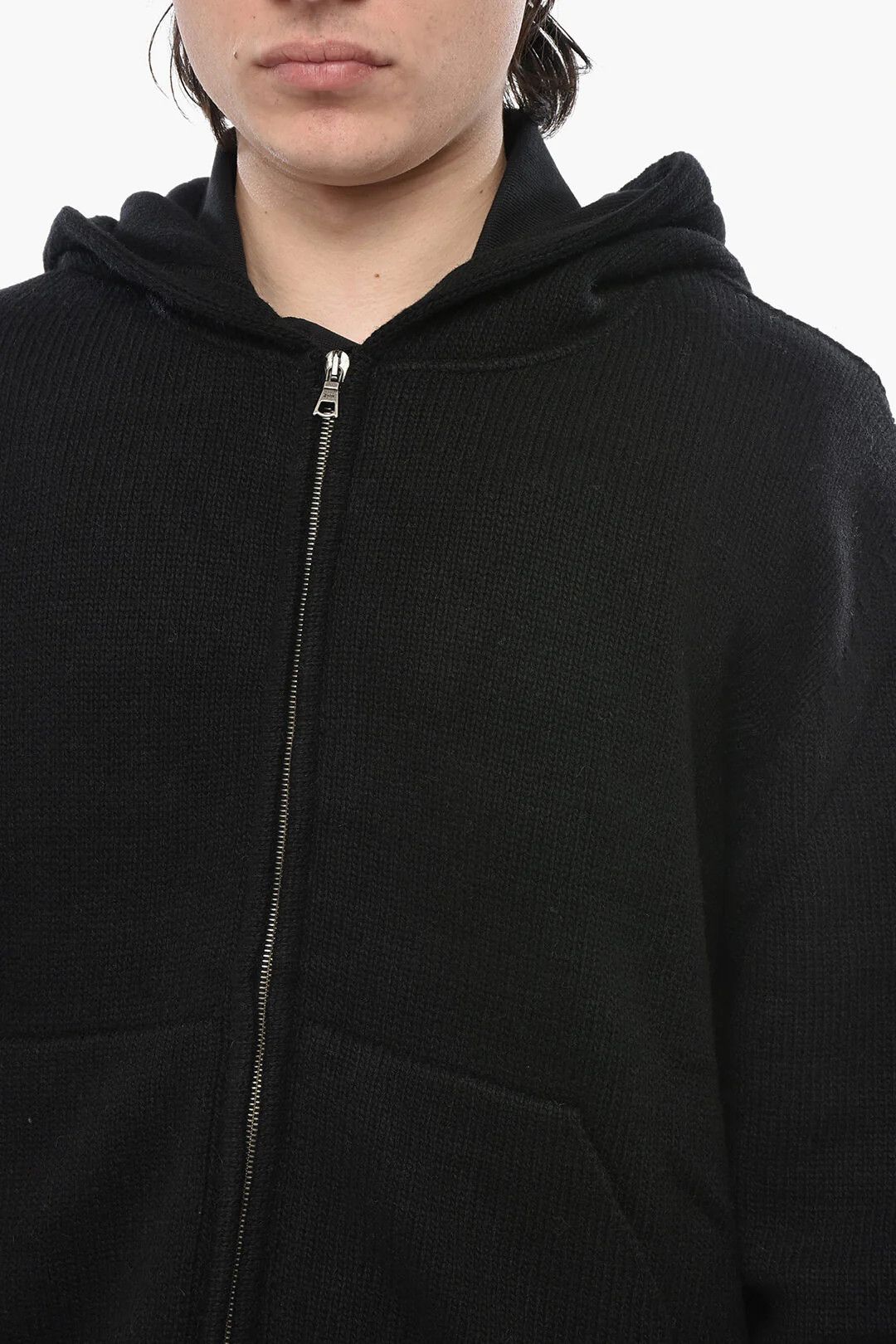Palm Angels og1mm0326 Wool-Blend Knit Hoodie in Black Size US L / EU 52-54 / 3 - 3 Thumbnail