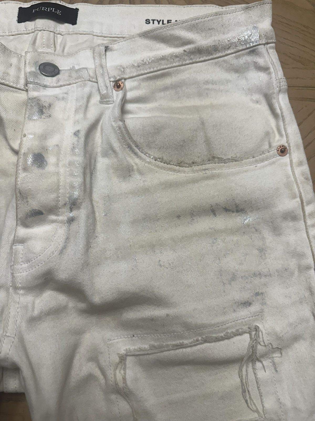 Purple Brand PURPLE BRAND P002 WHITE DIRTY RESIN BLOWOUT Size US 34 / EU 50 - 3 Thumbnail