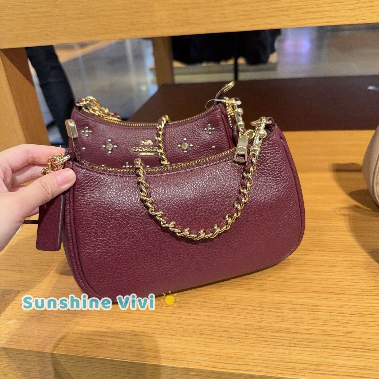 Coach NWT Coach Teri Mini Crossbody Bag Crystals CCE43 Dark Wine Size ONE SIZE - 3 Thumbnail