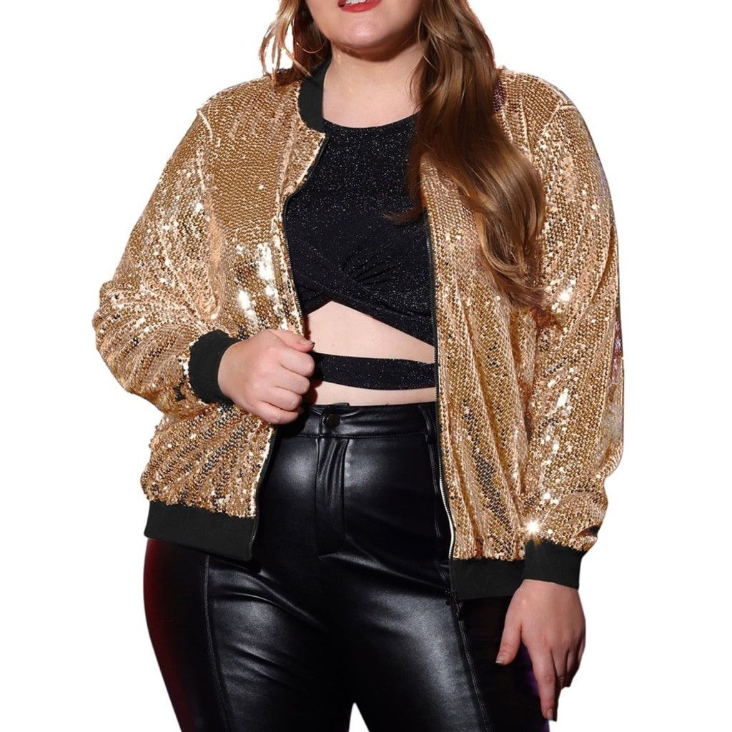 Other Gold Sequin Bomber Jacket Size S / US 4 / IT 40 - 1 Thumbnail