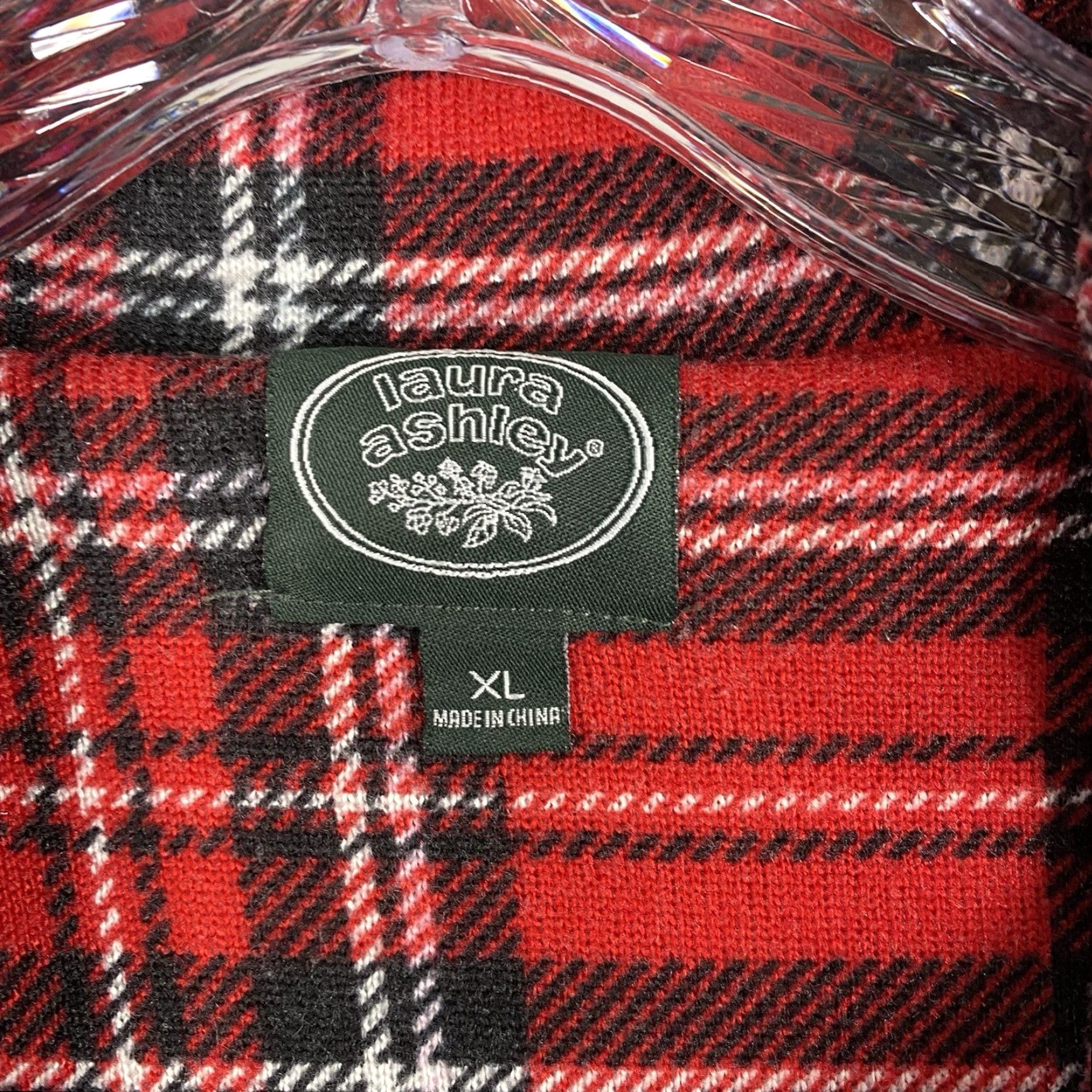 Laura Ashley Laura Ashley Womens XL Sleepshirt Plaid Nightgown Red Pocket Button V-Neck Soft Cozy Thermal Knit Flannel Lightweight Fall Winter 90s Theme (None) Size XL / US 12-14 / IT 48-50 - 6 Thumbnail