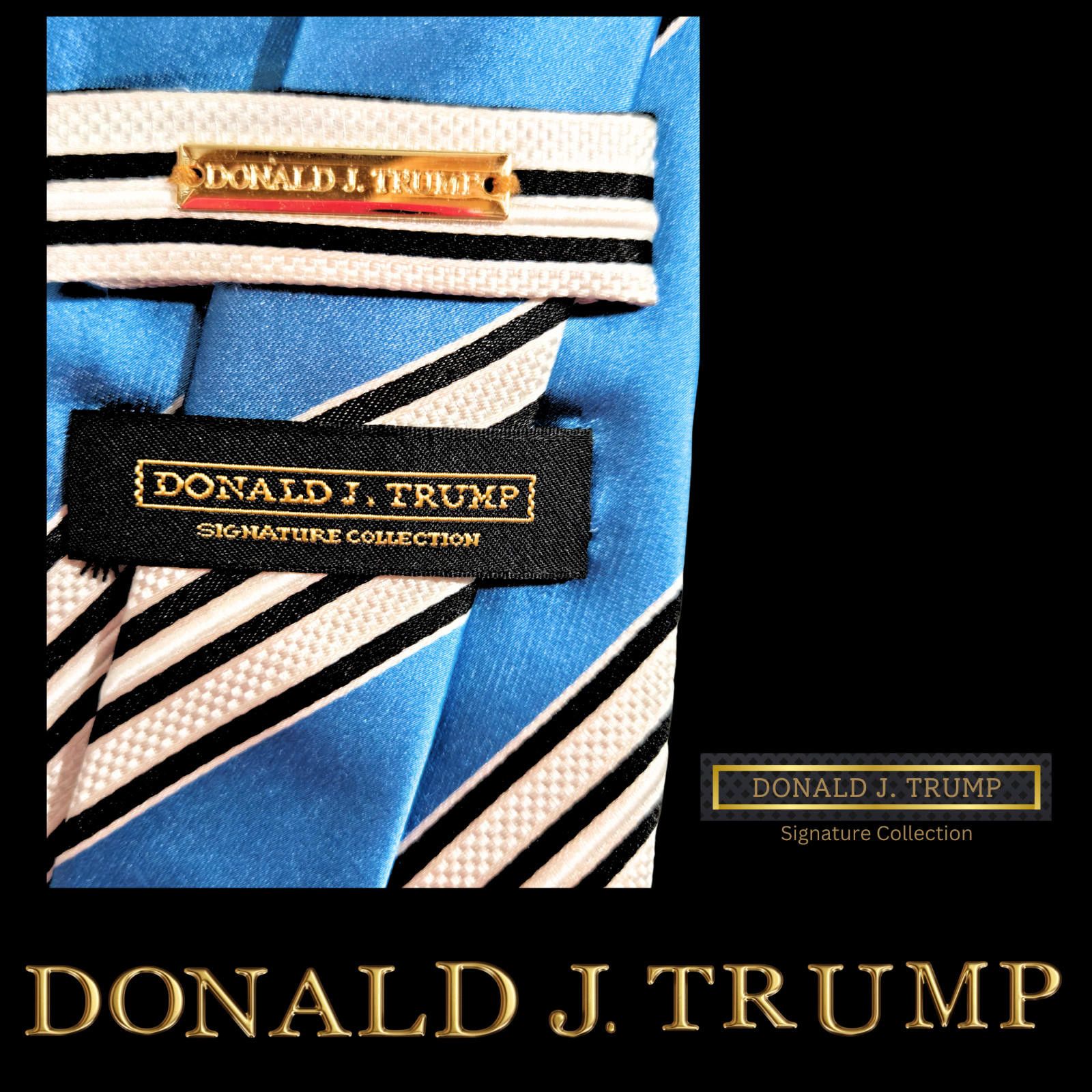 Designer Donald J. Trump Collection Necktie Turquoise Stripe NEW Size ONE SIZE - 2 Thumbnail