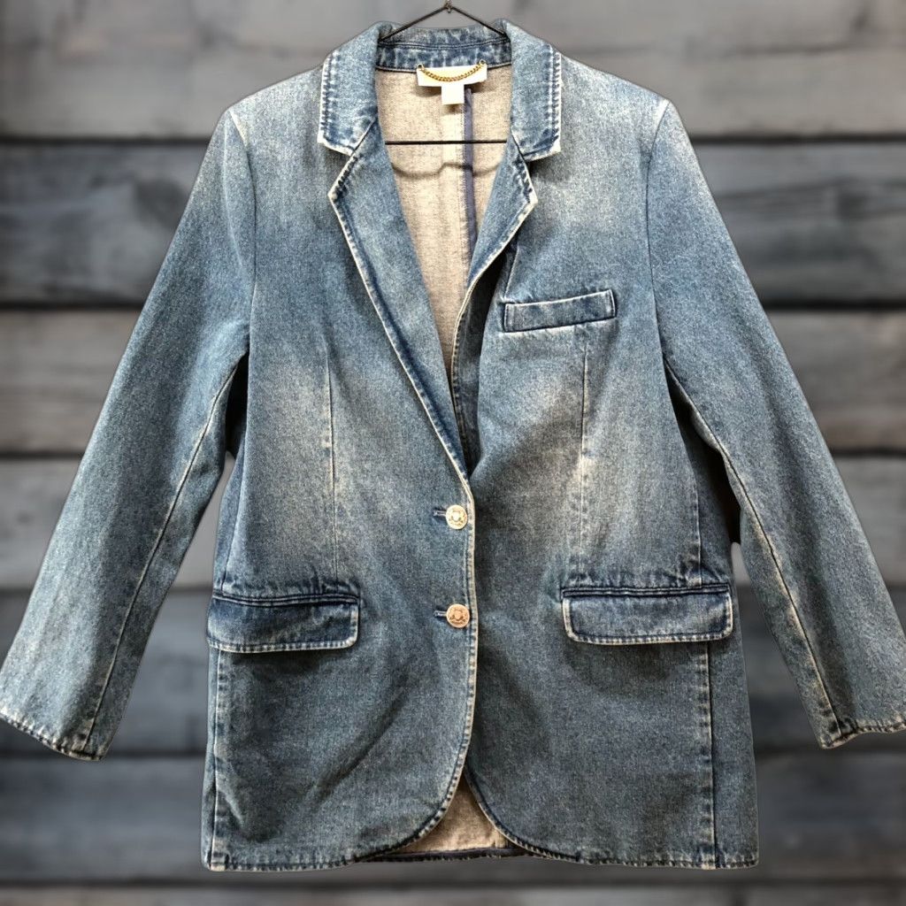 Michael Kors Michael Kors Denim Blazer Womens 6 Blue Union Wash Cotton Academia Preppy Blazer Cotton Denim Blue Kors Womens 6 Preppy Blazer Size M / US 6-8 / IT 42-44 - 1 Thumbnail