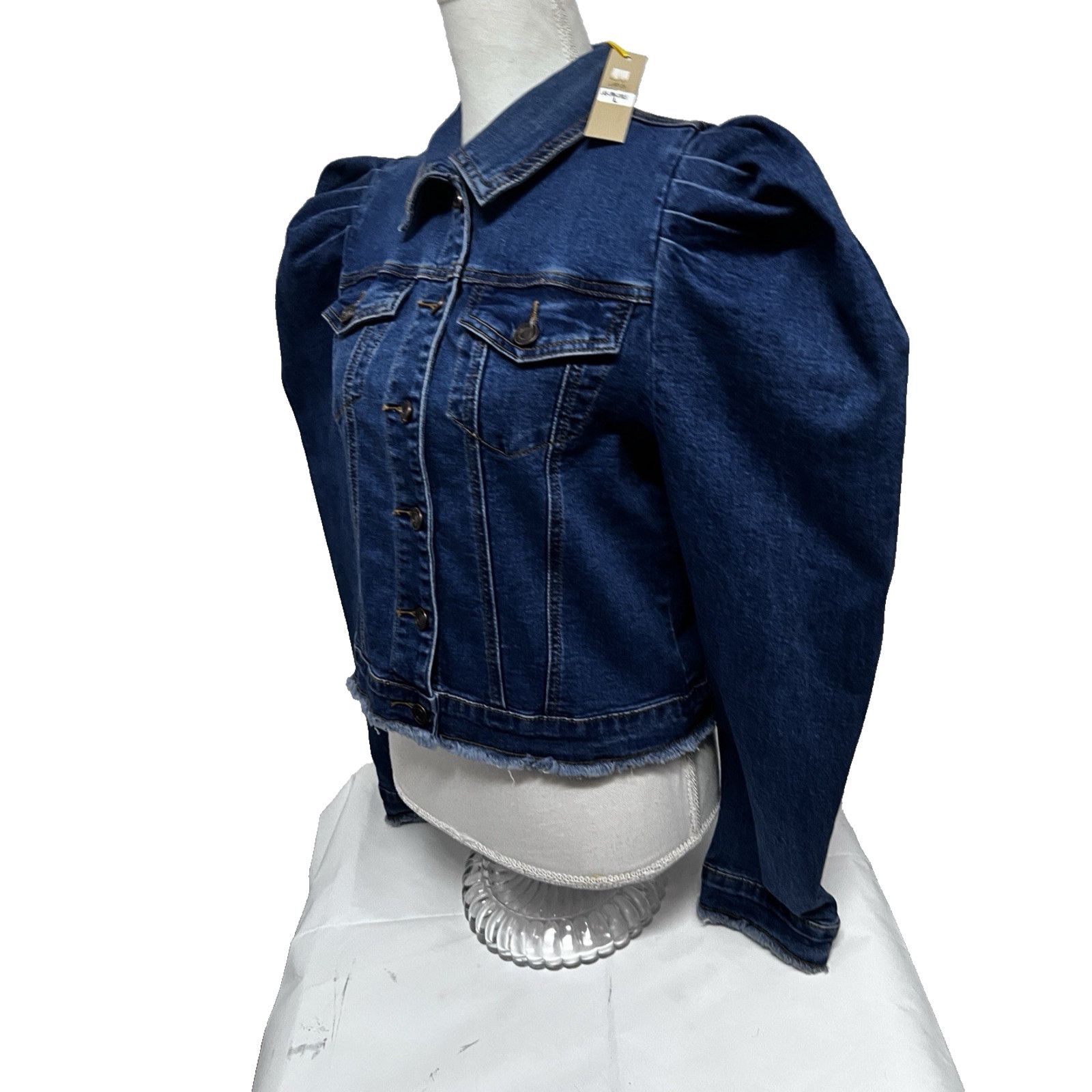 Other Blue Denim Short Button Up Jacket Large Embellish Bling New Size L / US 10 / IT 46 - 3 Thumbnail