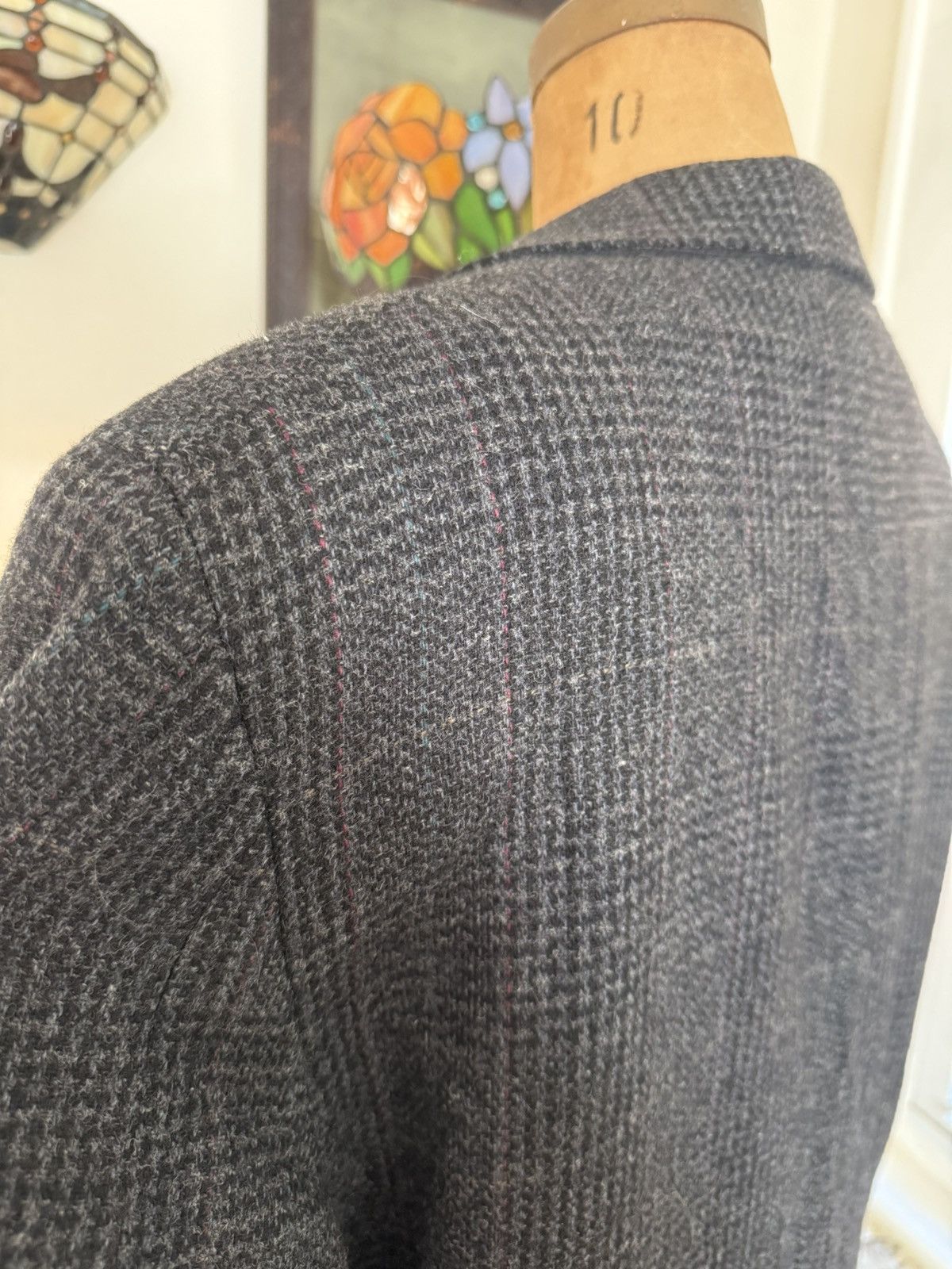Saks Fifth Avenue VTG Grey Red Stripped Black Tweed 100% Wool Blazer Mens 44R Size 44R - 5 Thumbnail