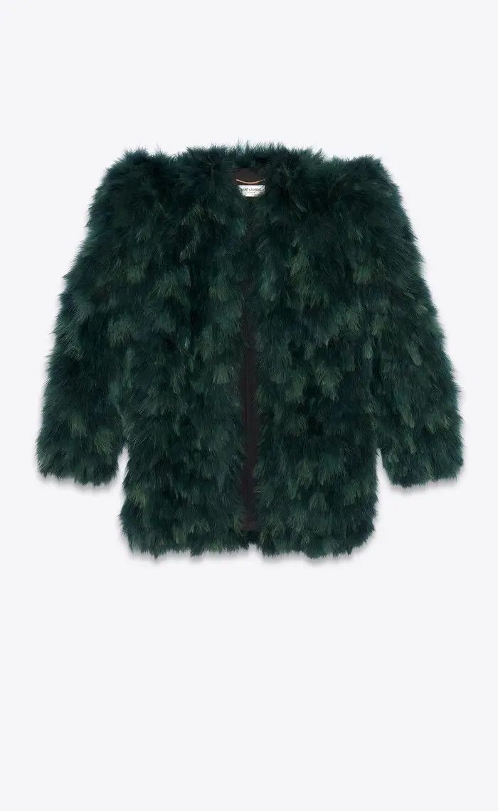 Saint Laurent Paris o1bcso1str0325 Feather Jacket In Silk Organza in Black Size S / US 4 / IT 40 - 1 Thumbnail
