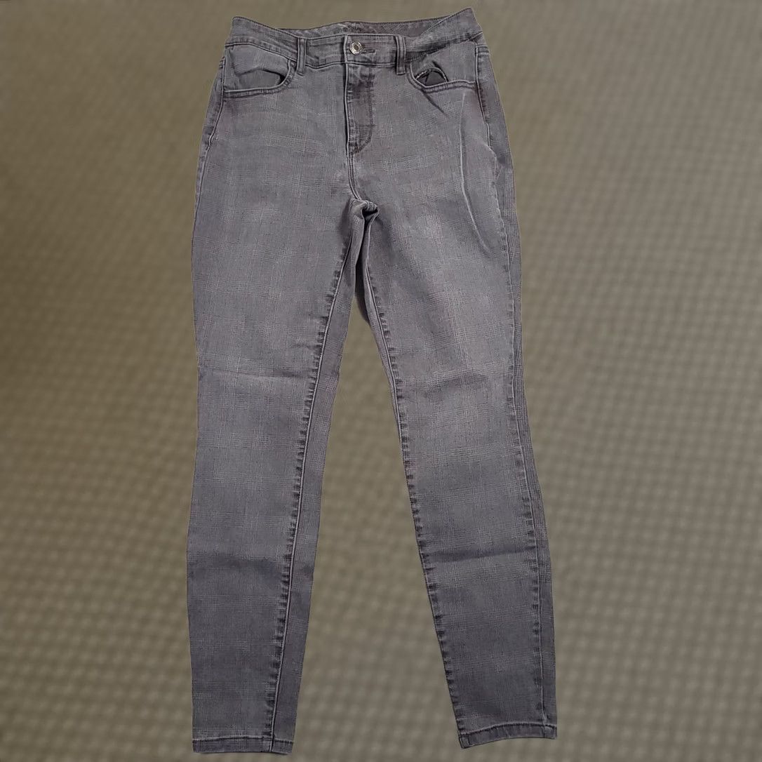 Vintage Maurices Skinny High Rise Jeans Women's Medium Regular Gray Plaid Wash Stretch Denim Slim Cotton Blend Modern Vintage: No (remove?) Size 32" / US 10 / IT 46 - 1 Thumbnail
