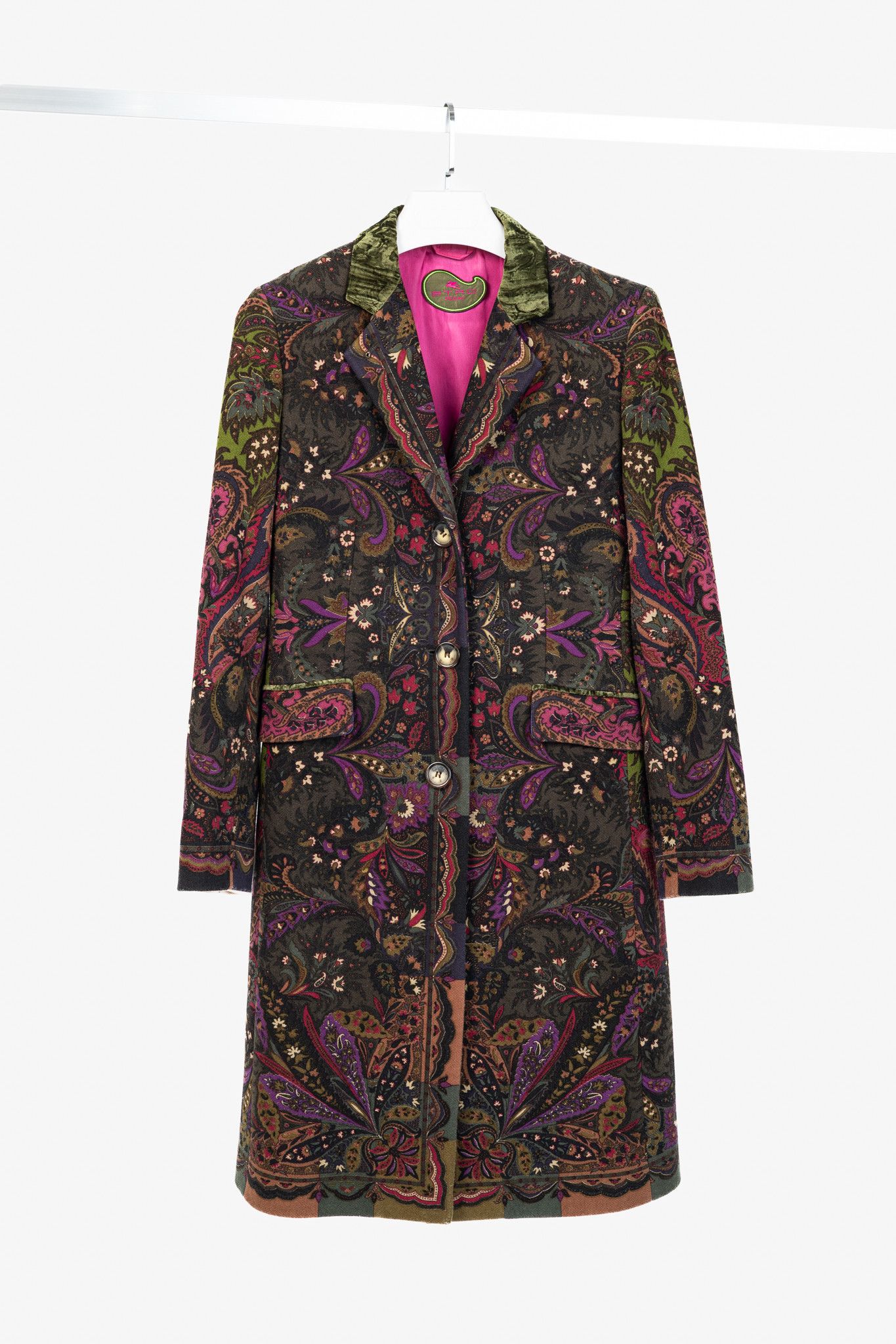 Etro Etro Green Paisley Wool Buttoned Chester Coat Size M / US 6-8 / IT 42-44 - 1 Thumbnail