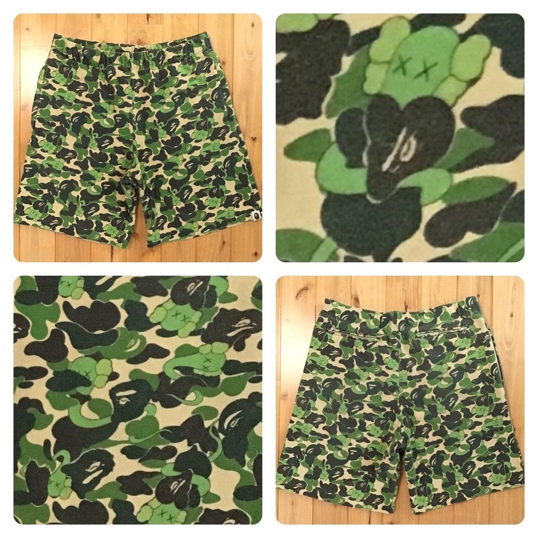 Bape × Kaws BAPE × KAWS Bendy ABC Camo Green Sweat Shorts NIGO ★size S Size US 30 / EU 46 - 1 Thumbnail