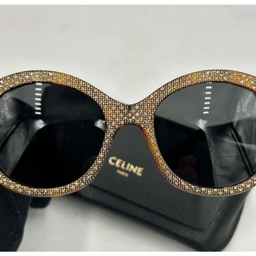 Celine Women's Celine Havana brown crystal sunglasses made in Italy Size ONE SIZE - 8 Thumbnail