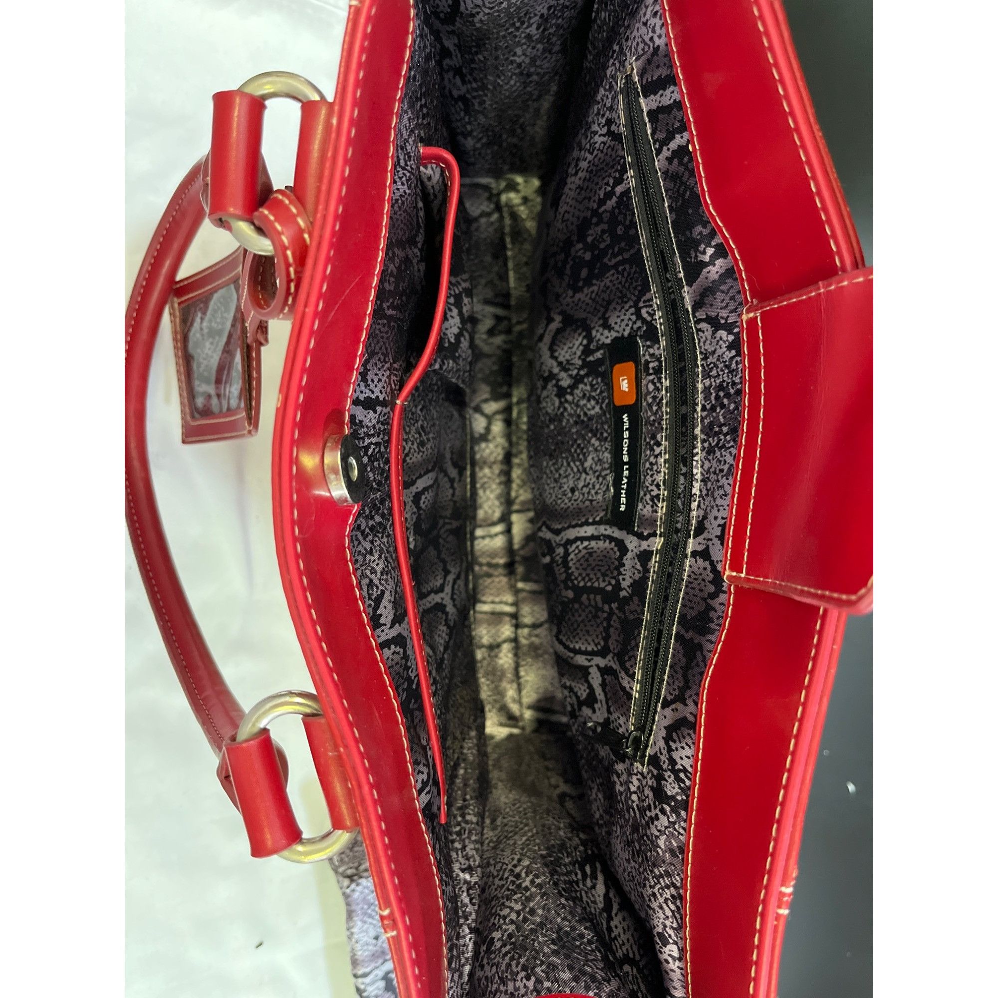 Wilsons Leather Wilsons Leather Women's Red Purse/Tote/Shoulder Bag SKU 5727 Size ONE SIZE - 5 Thumbnail