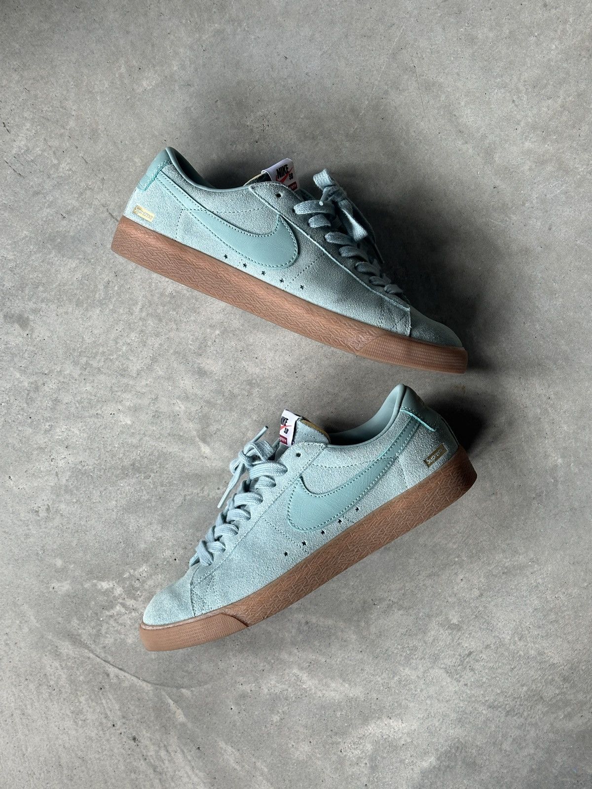 image of Nike Supreme X Sb Blazer Low Gt Qs 'cannon' Shoes in Blue, Men's (Size 8.5)