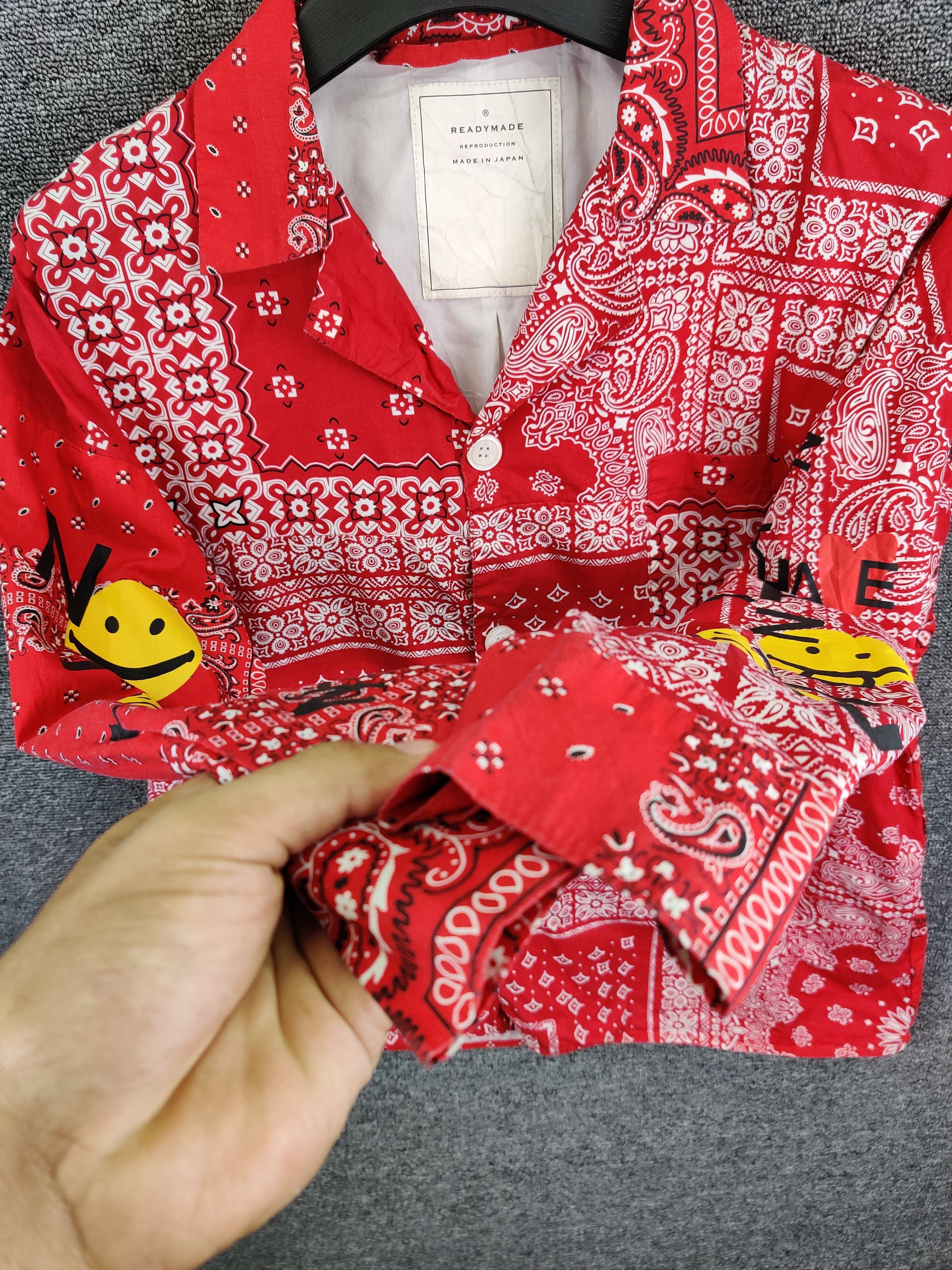 Nice❗Vintage READYMADE Bandana Red Shirts Button Ups