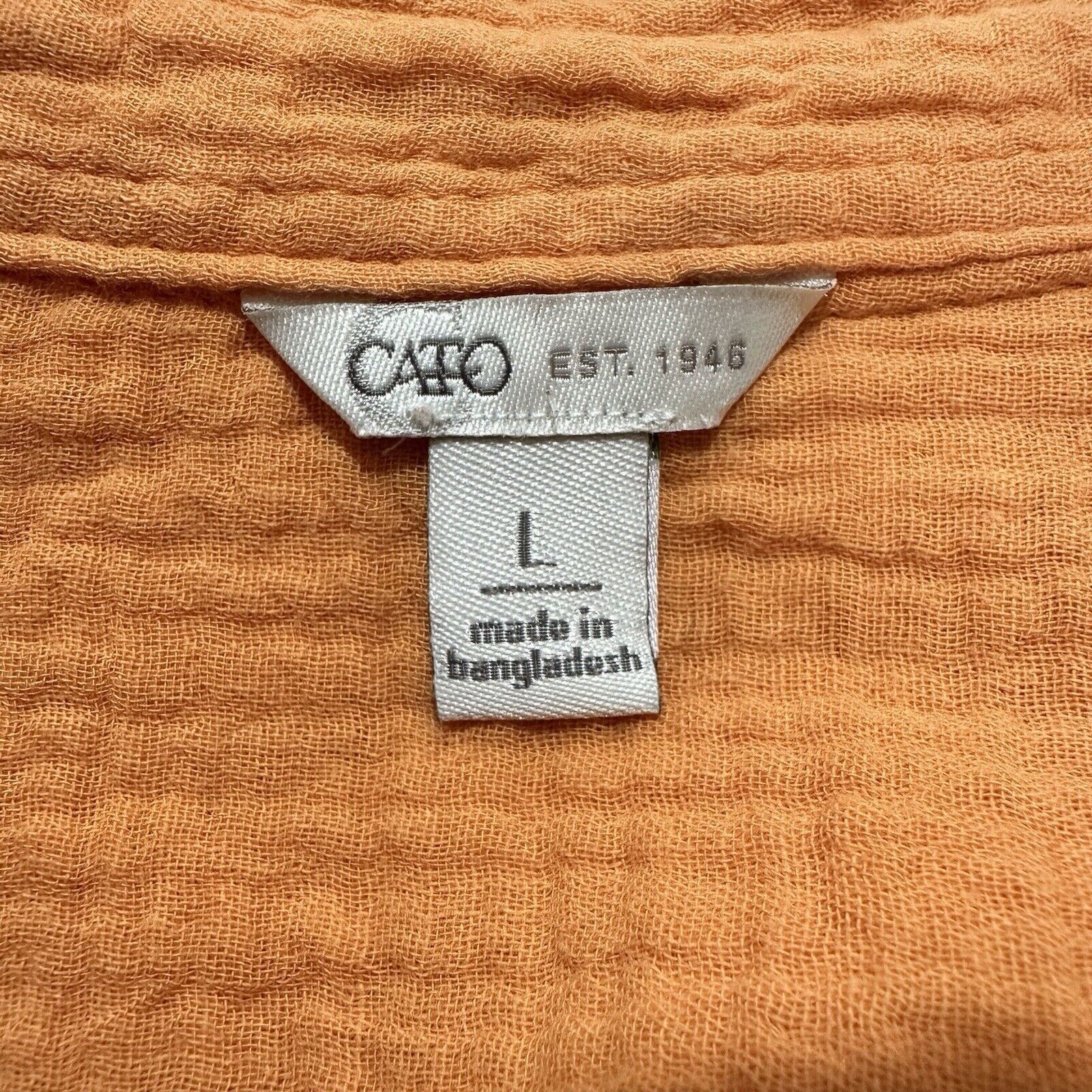 Other Cato Large Orange Button Front Blouse Raw Hem Gauze Top Size L / US 10 / IT 46 - 3 Thumbnail