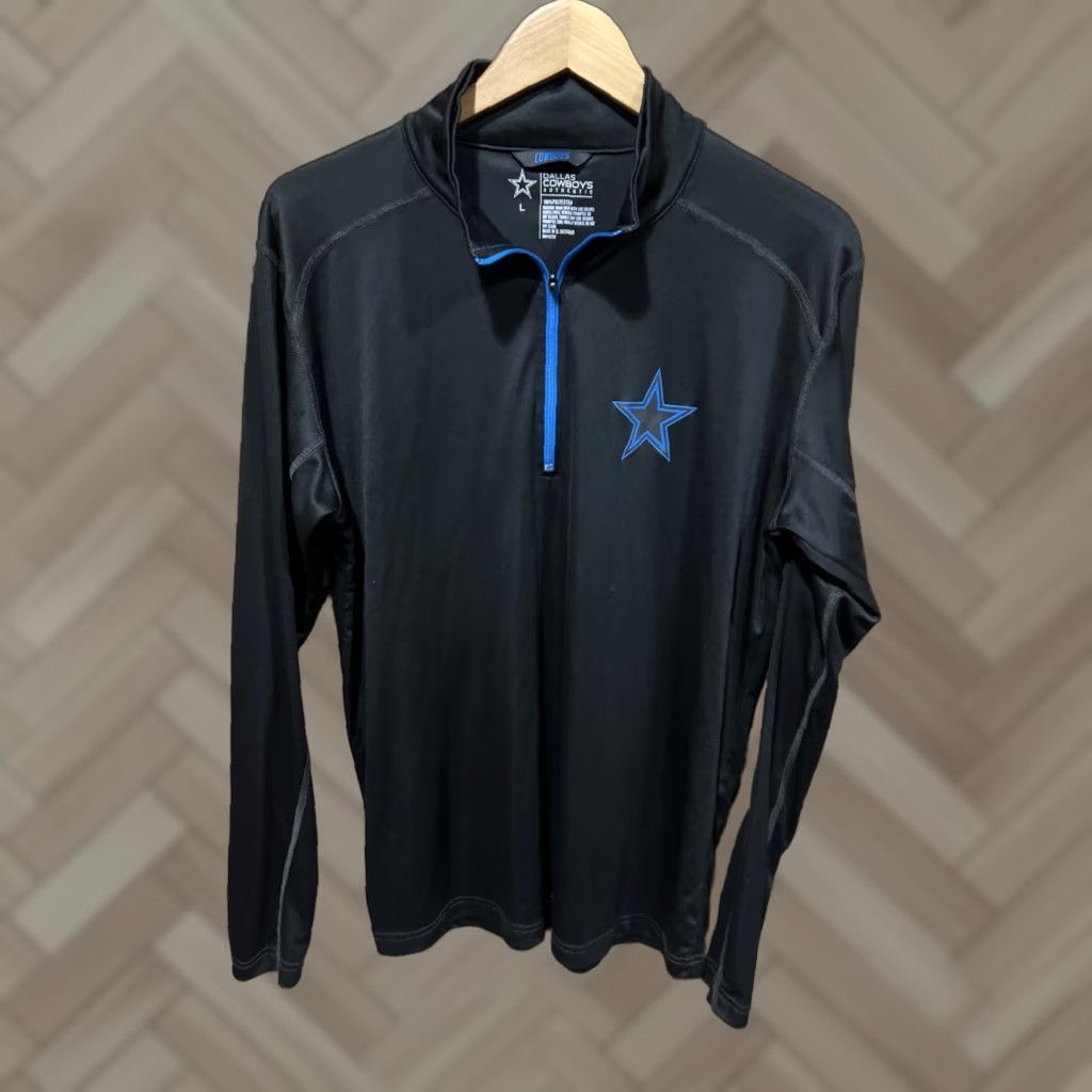 Vintage Dallas Cowboys Jacket Black Blue Quarter Zip Pullover Long Sleeve Mens L Jersey Logo 1/4 Zip Football Patriotic Sports Fall Winter Size US L / EU 52-54 / 3 - 1 Thumbnail