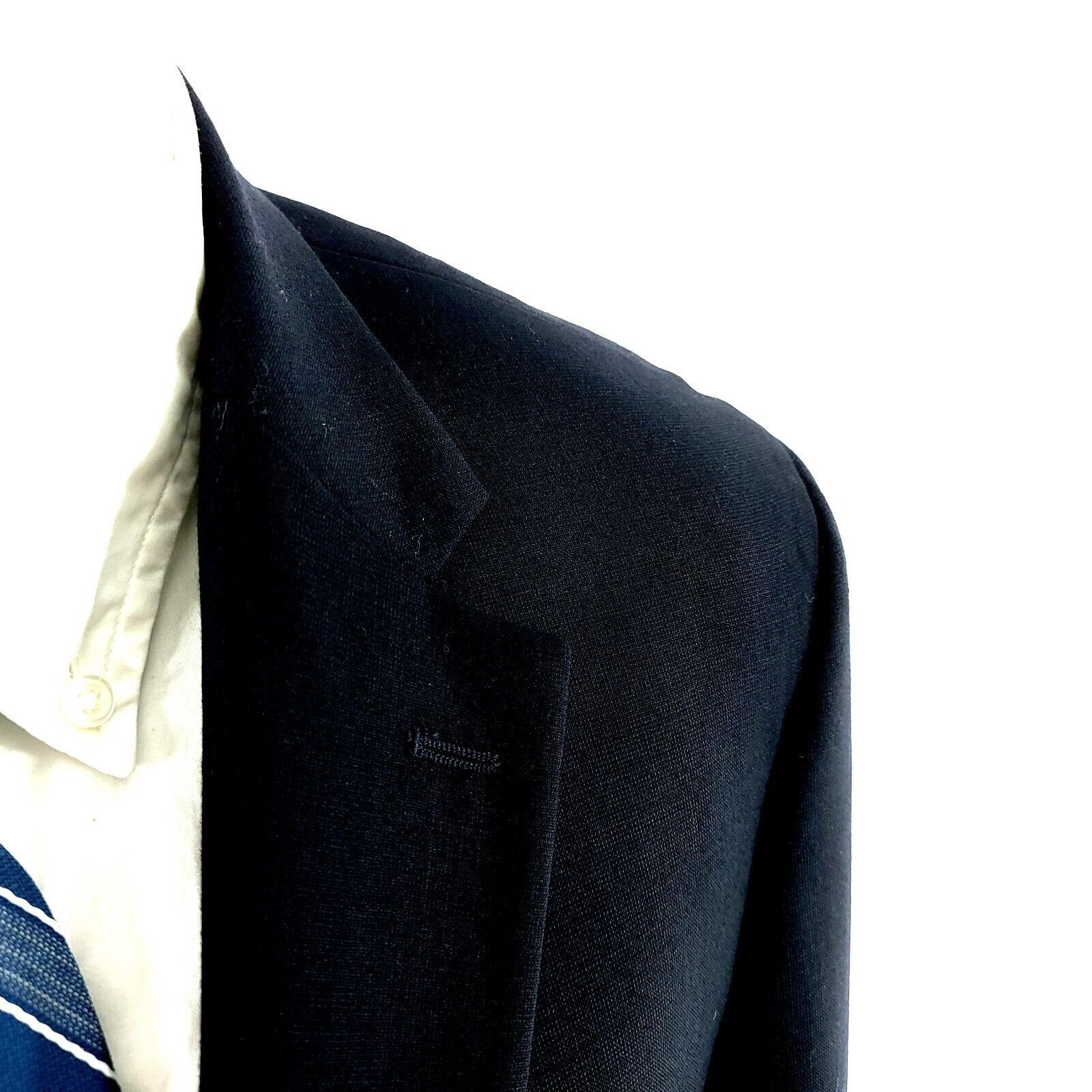 Pronto Uomo Pronto Uomo Est 1971 Wool Polyester 2 Button Blue Blazer 40S Size 40S - 2 Thumbnail