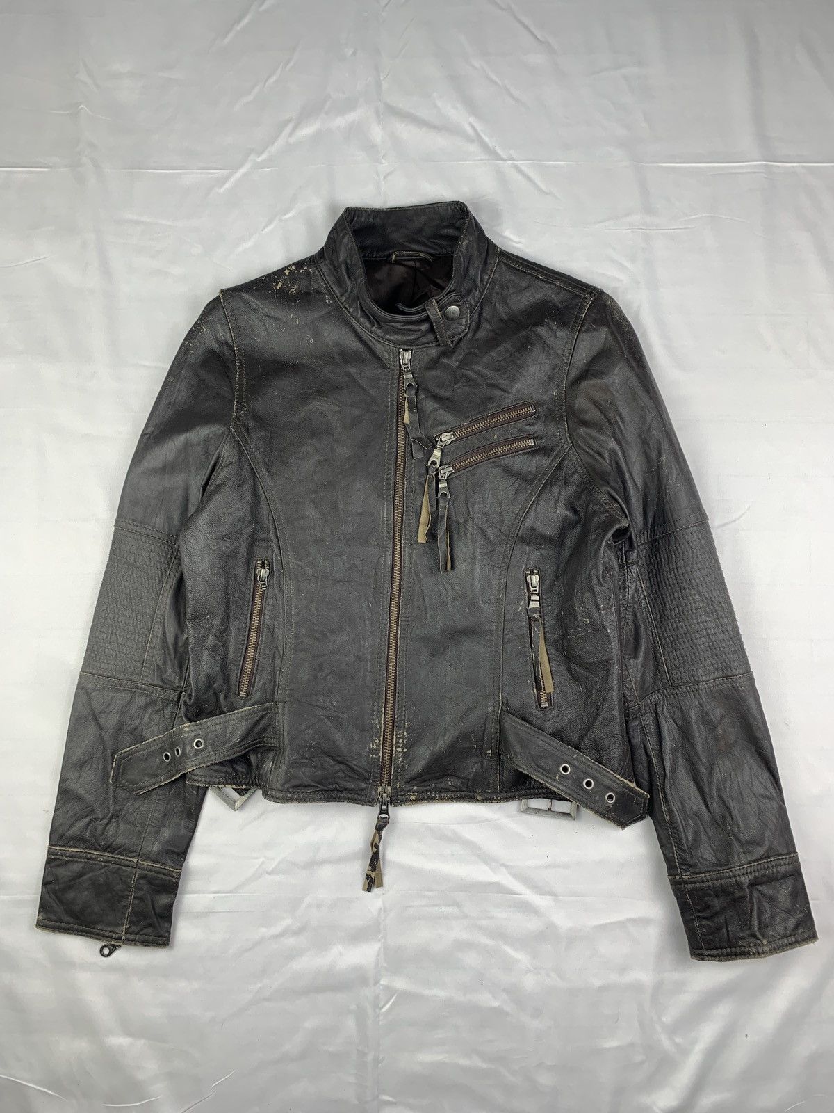 Japanese Brand Le Mieux Japan Brown Biker Iconic Type Leather Trash Jacket Size L / US 10 / IT 46 - 1 Thumbnail