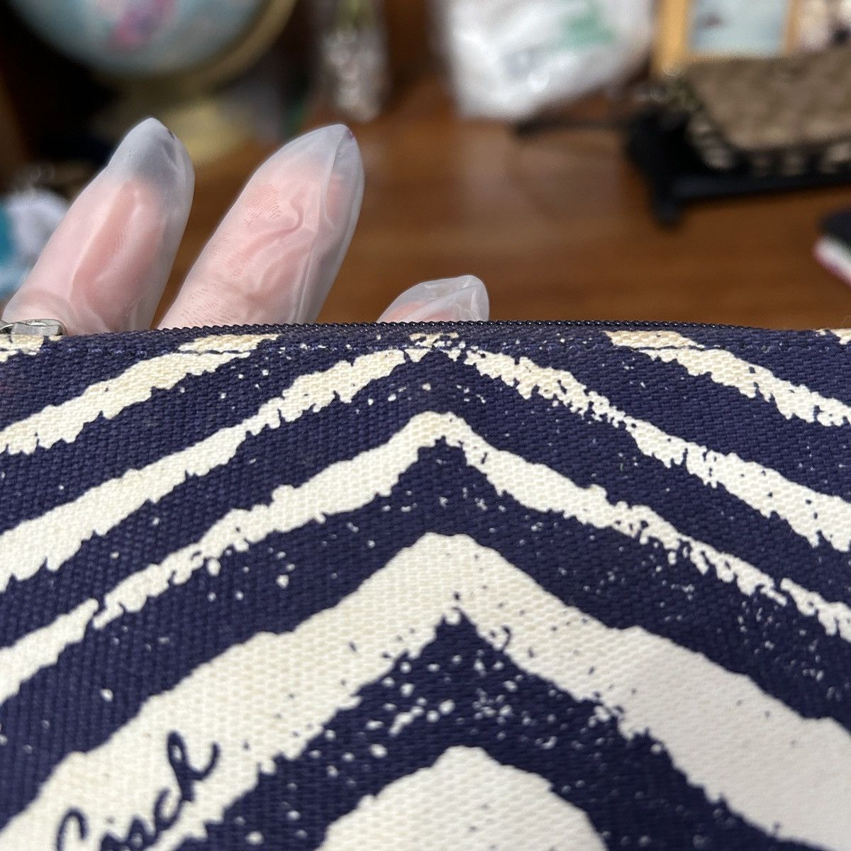 Coach Coach Purple And Cream Artsy Abstract Wristlet - “Samia” Size ONE SIZE - 10 Thumbnail