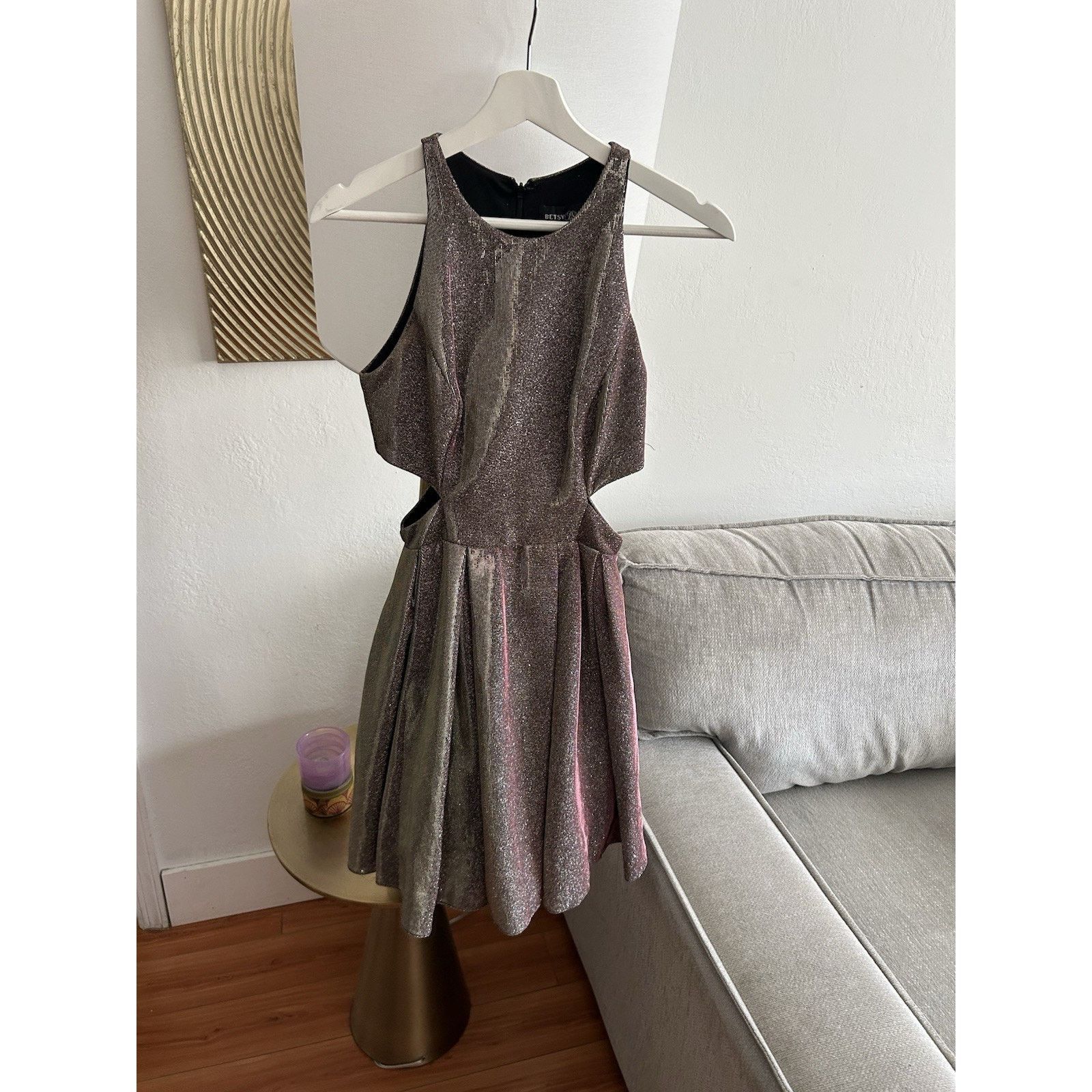 & Other Stories Y2K Glitter Cut Out Mini Dress Silver Fairy Party Prom 2 Size XS / US 0-2 / IT 36-38 - 9 Thumbnail