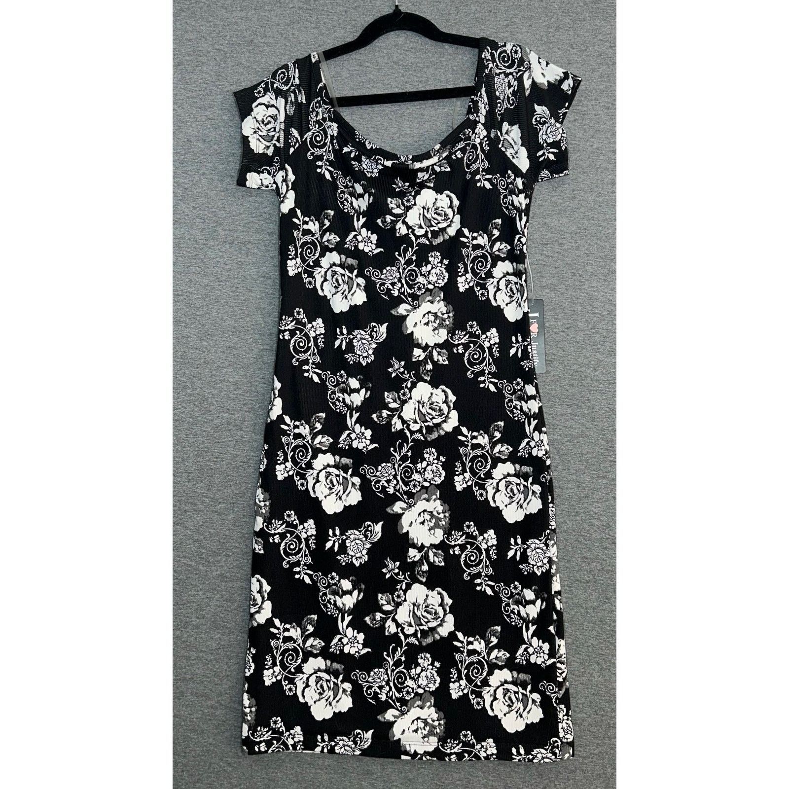 Other Justify | Black White Floral Short Sleeve Dress| NWT | Large Size L / US 10 / IT 46 - 2 Thumbnail