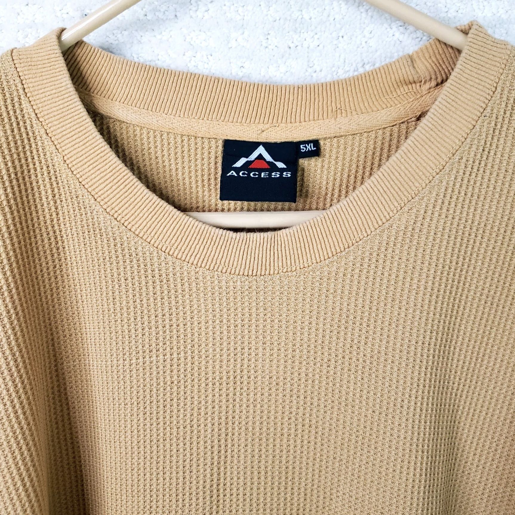 Vintage Access T-Shirt 5XL Long Sleeve Crew Neck Waffle Knit Thermal Camel Tan Big & Tall Mens Size US XXL / EU 58 / 5 - 4 Thumbnail