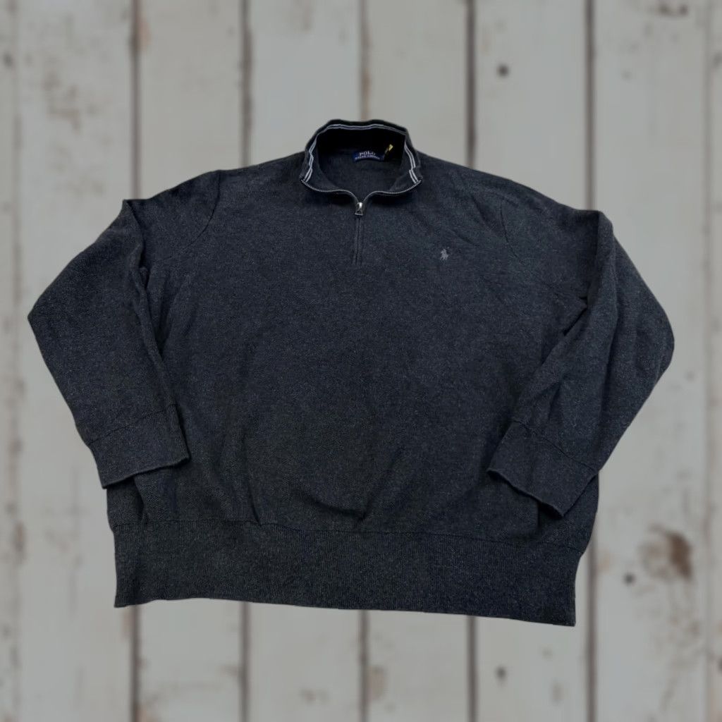 Polo Ralph Lauren Polo Ralph Lauren Sweater Mens 3XB Gray Quarter Zip Mock Neck Knit Big Pony Shirt Big & Tall Mens Gray 3X Size US XXL / EU 58 / 5 - 1 Thumbnail