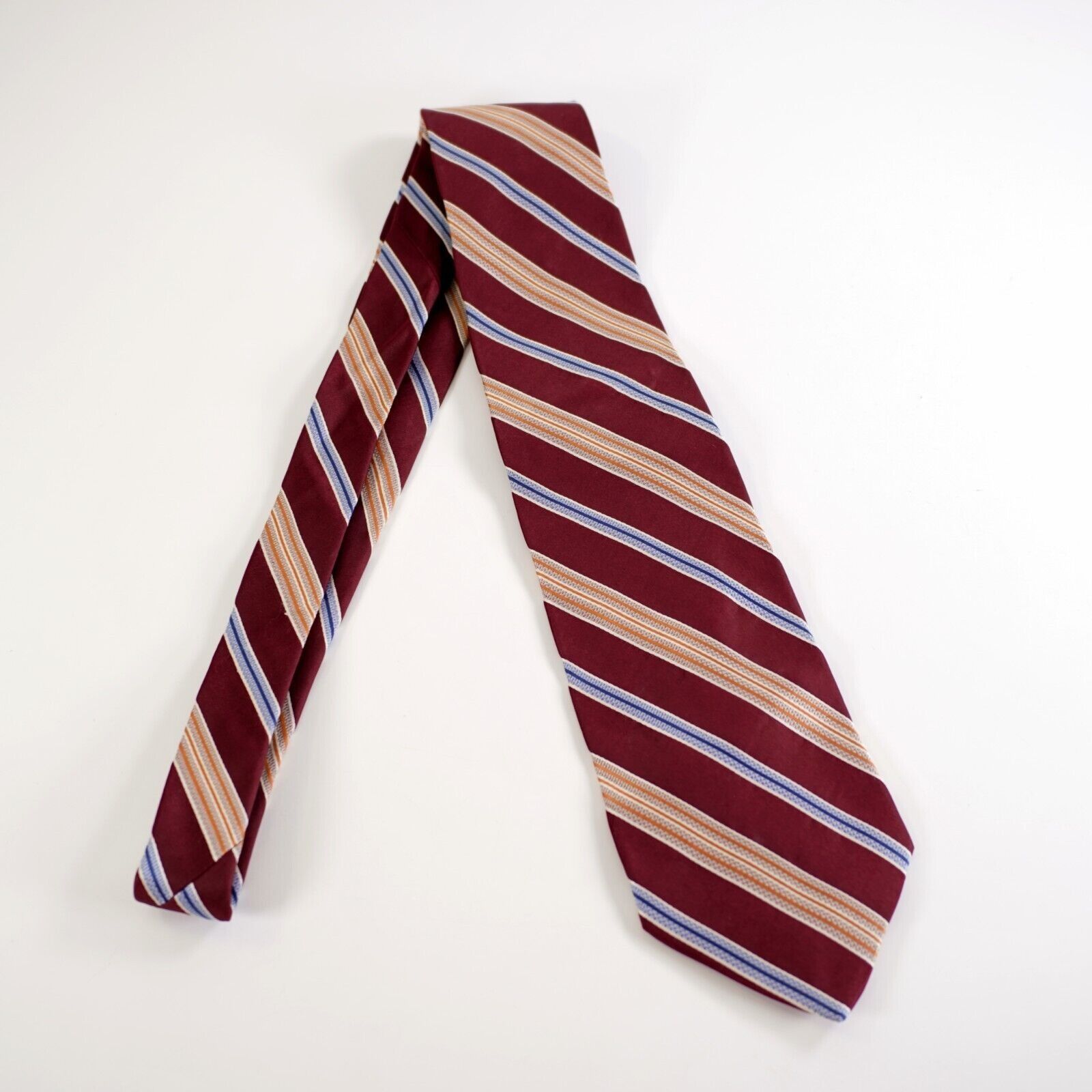 Jos. A. Bank Jos A Bank Italy Red Blue Orange Striped Woven Long Silk Tie Size ONE SIZE - 5 Thumbnail