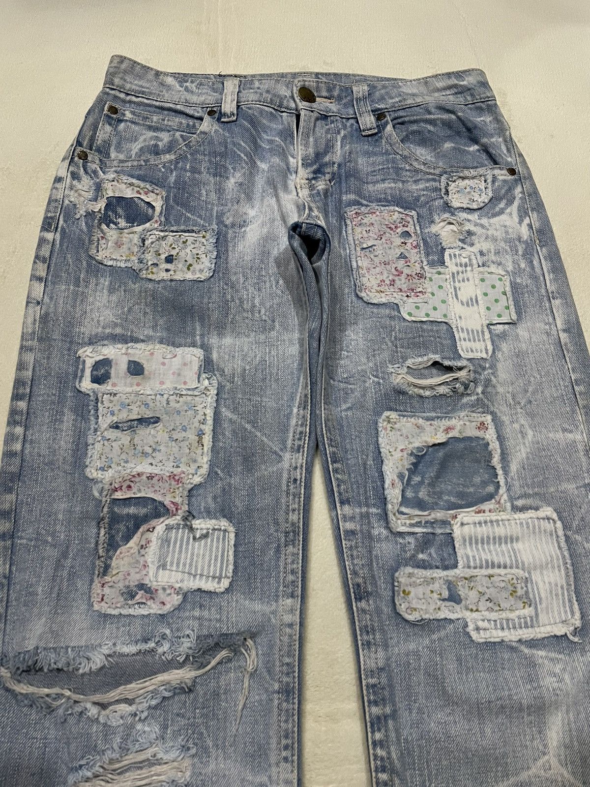 Japanese Brand Vintage Sky Bomber faded distress riped denim jeans Size US 30 / EU 46 - 2 Thumbnail