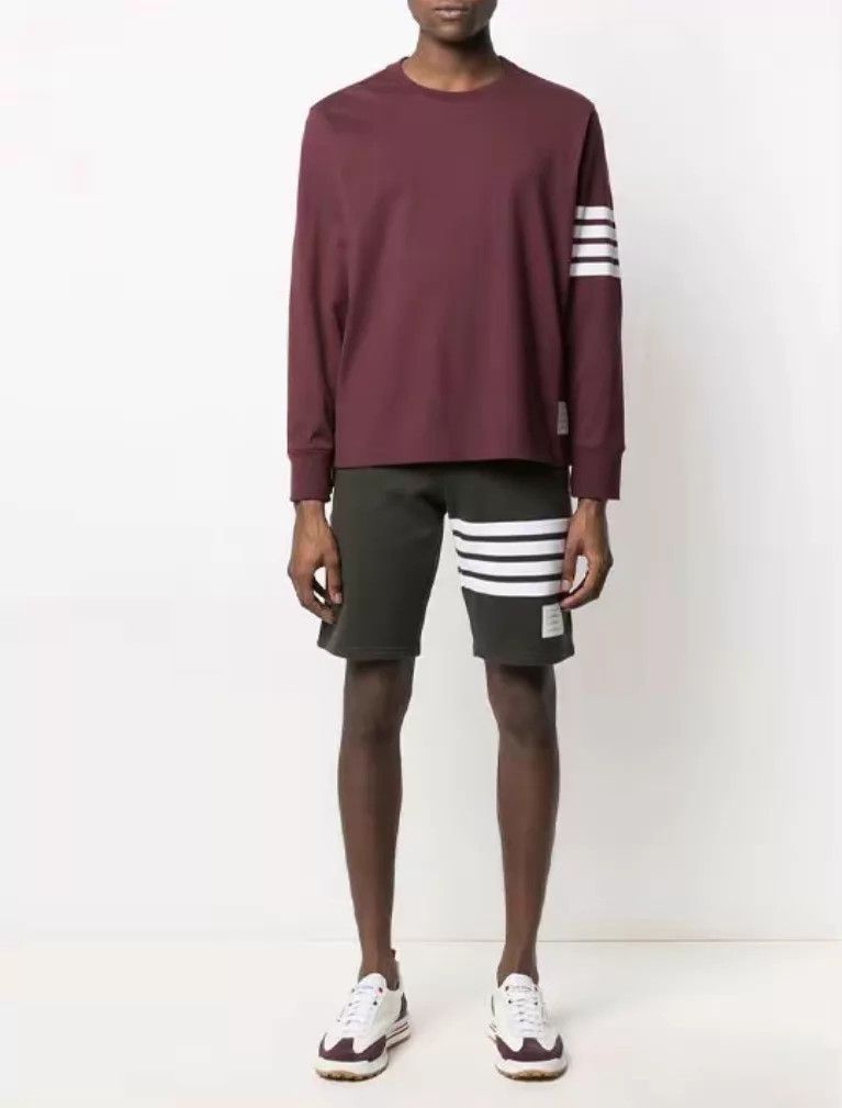 Thom Browne TB 4-Stripe Wine Red Sweater 1 9/10 front stain Size US S / EU 44-46 / 1 - 4 Thumbnail