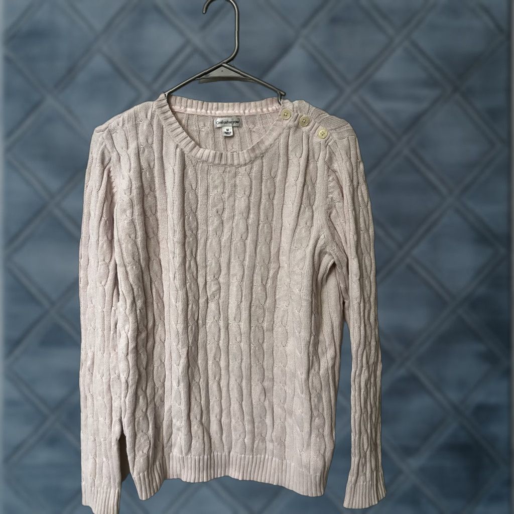Croft & Barrow Croft & Barrow Women's Pink Crew Neck Cable Knit Sweater M Shirt? Size M / US 6-8 / IT 42-44 - 1 Thumbnail