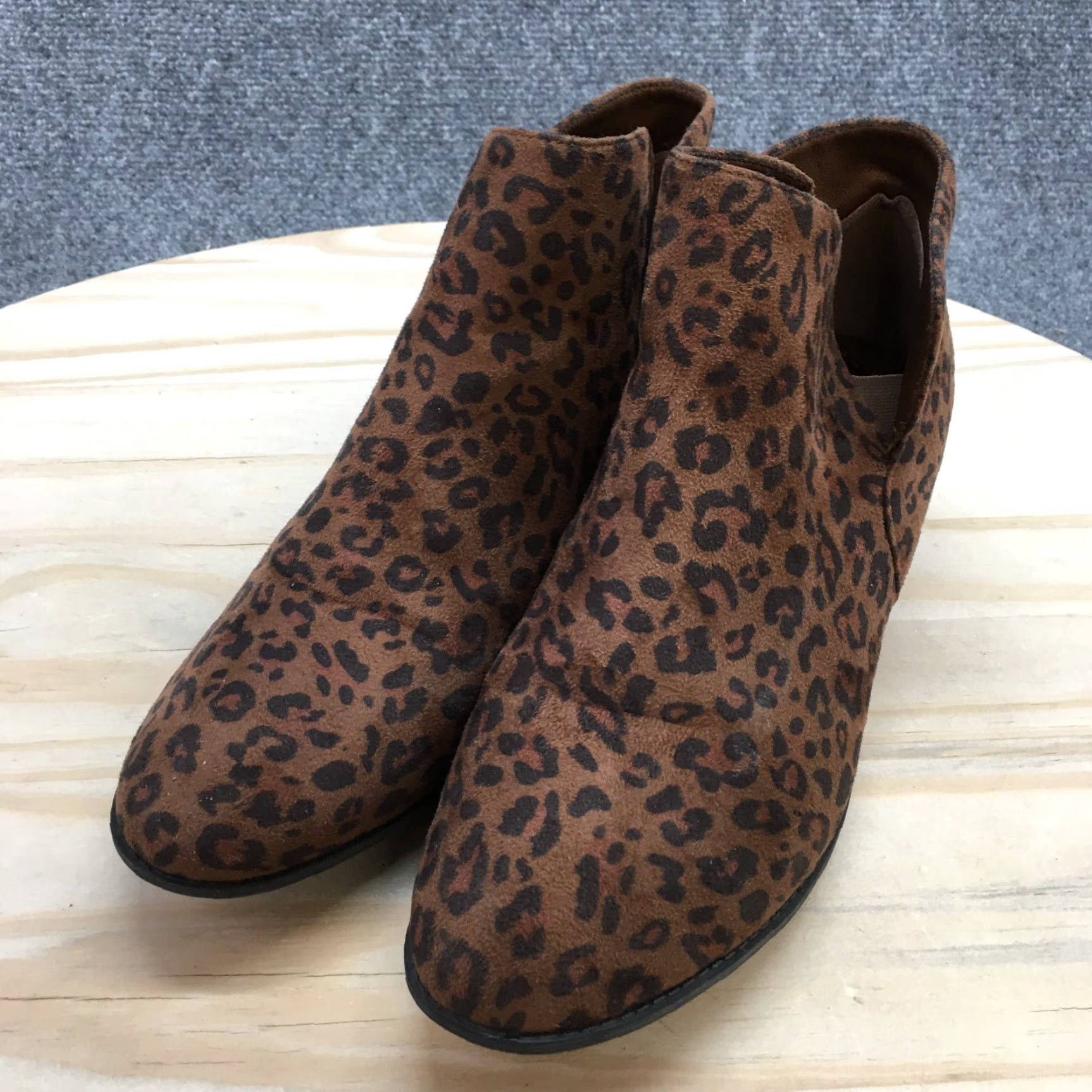 Vintage Maurices Boots Womens Ankle Bootie Brown Leopard Print Comfort Casual Block Shoe 9 Size US 9 / IT 39 - 3 Thumbnail