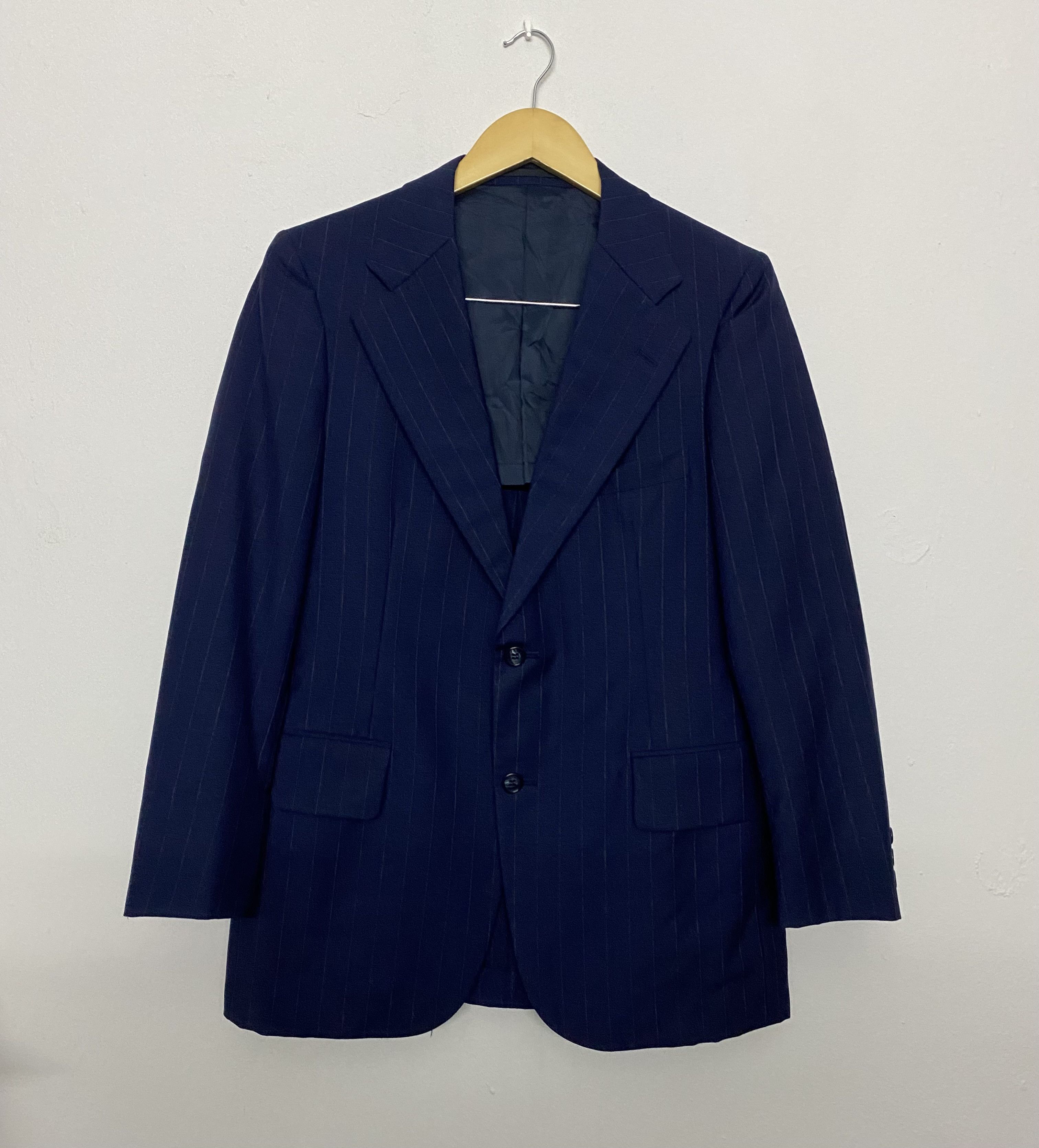 Burberry Vintage Burberrys Prorsum Navy Pinstripe Suit Jacket Size US S / EU 44-46 / 1 - 1 Thumbnail