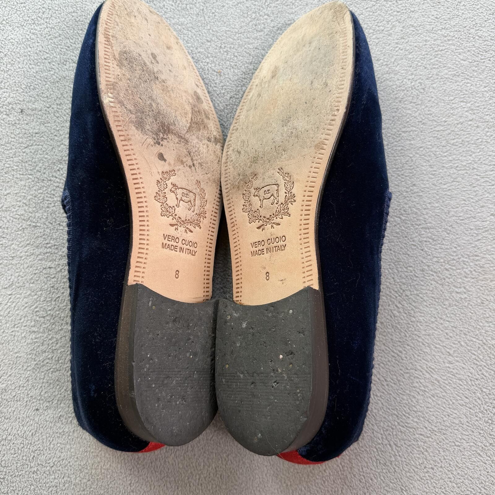 Del Toro Del Toro Navy Velvet Skull Embroidered Slippers Loafers Men Size US 8 / EU 41 - 5 Thumbnail