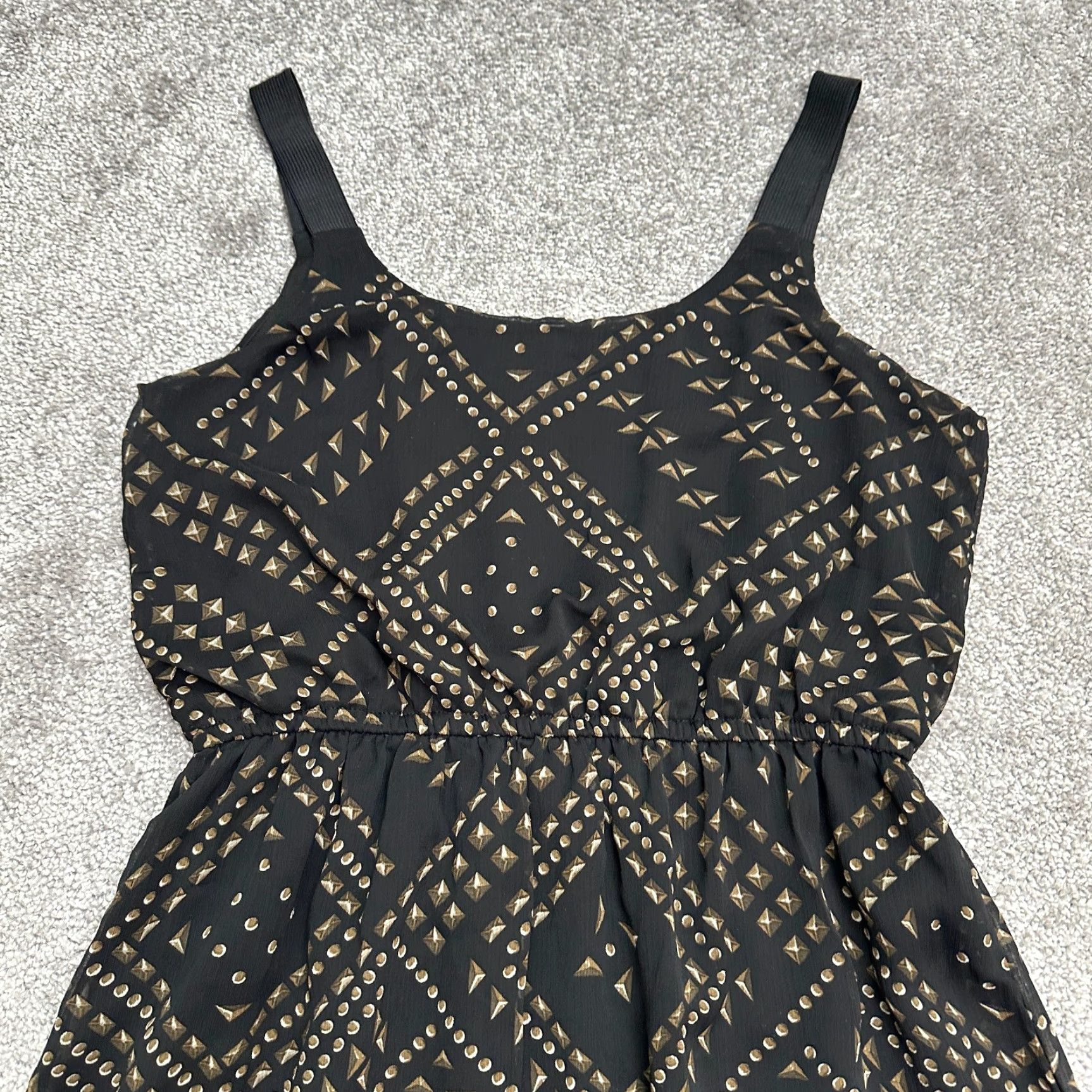 Vintage Xhilaration Dress A-Line Midi Womens Medium Black Geometric Sleeveless Casual Size M / US 6-8 / IT 42-44 - 3 Thumbnail