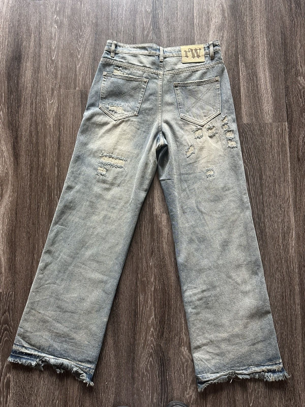 Racer Worldwide Blue Distressed Denim Jeans Size US 32 / EU 48 - 3 Thumbnail