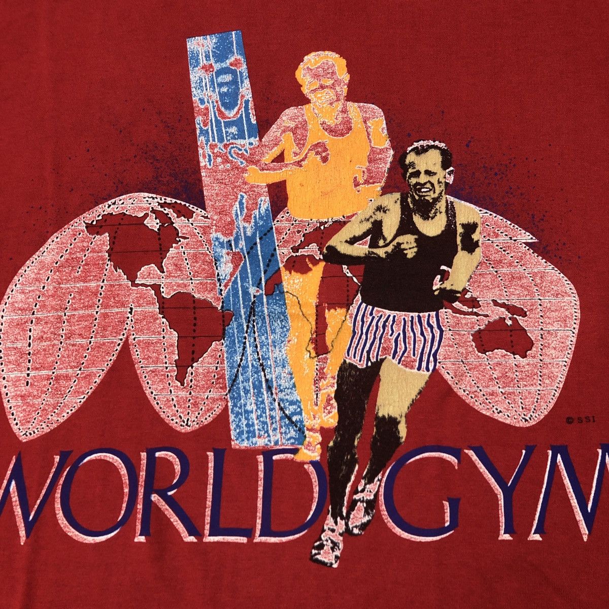 Vintage Vintage 80s World Gym Run T-Shirt Size US S / EU 44-46 / 1 - 2 Thumbnail