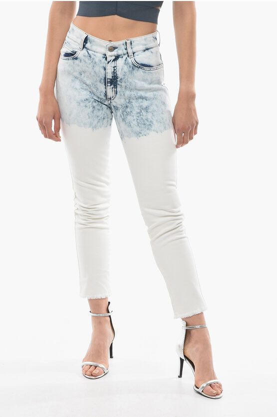 image of Stella Mccartney Acid Wash Effect Boyfriend Skinny Fit Jeans 15,5Cm in Bianco/Blu, Women's (Size 26