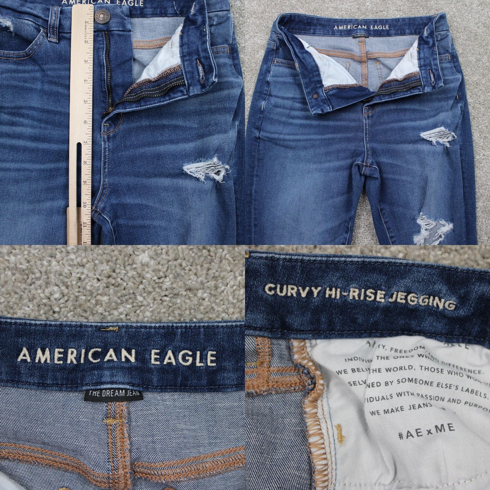 American Eagle Outfitters American Eagle Jeans Womens 2 Blue Hi-Rise Jegging Dream Jean Distressed Size 26" / US 2 / IT 38 - 8 Thumbnail