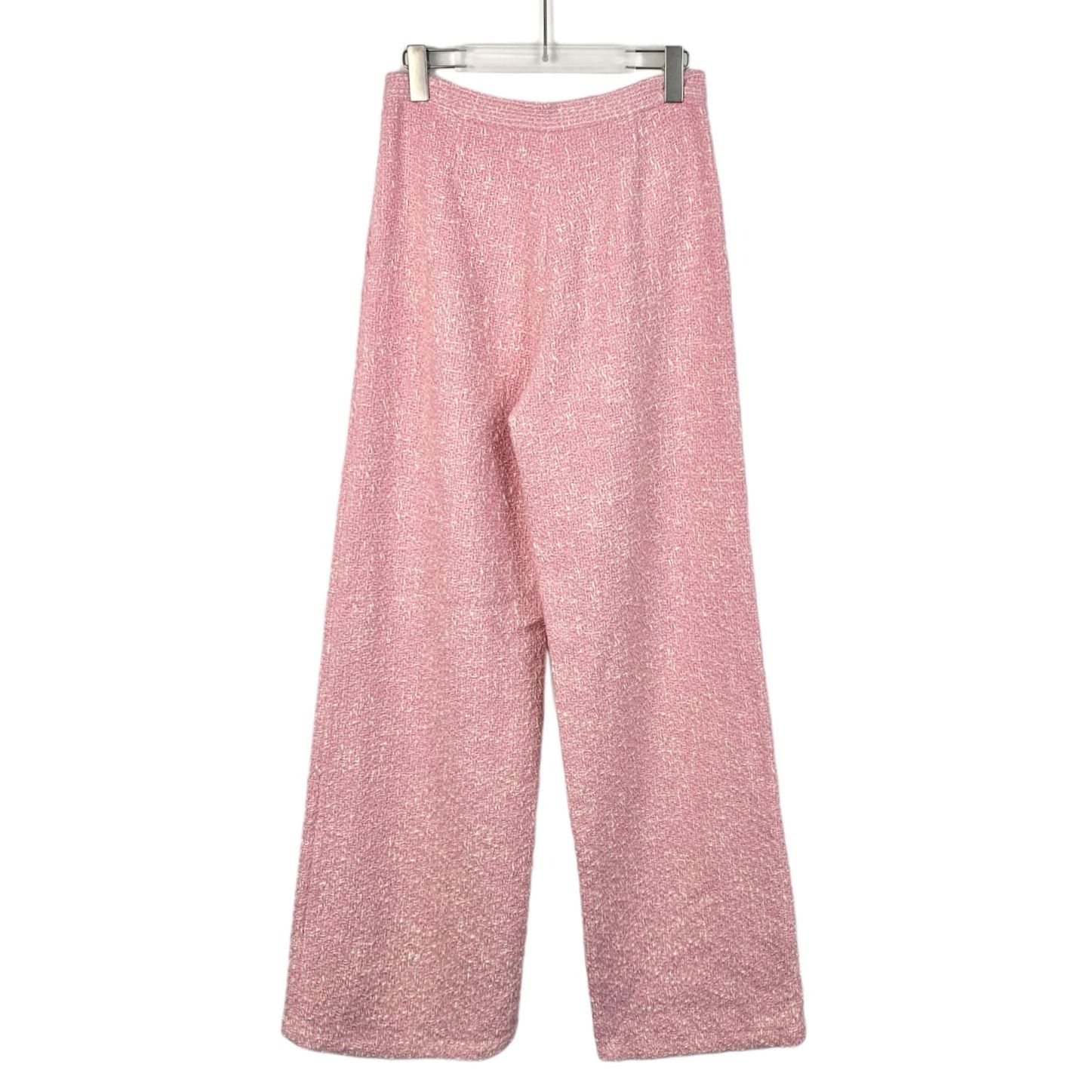 Miu Miu H11412 Miu Miu Pink Bouclé Wide-Leg Pants Size 28" / US 6 / IT 42 - 2 Thumbnail