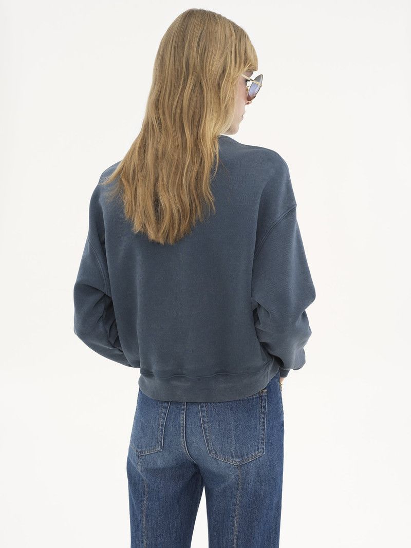 Chloe oc11z0226 Short Logo Sweatshirt in Blue Size S / US 4 / IT 40 - 4 Thumbnail