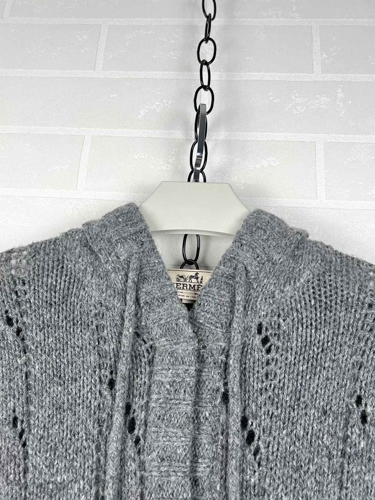 Hermes HERMES Sweater Hooded Wool Knit Mesh Pockets Gray Women's Size M / US 6-8 / IT 42-44 - 6 Thumbnail