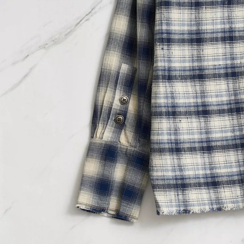 Greg Lauren greg lauren size 2 Men's plaid patchwork shirt 2506-Nextarr Size US M / EU 48-50 / 2 - 3 Thumbnail