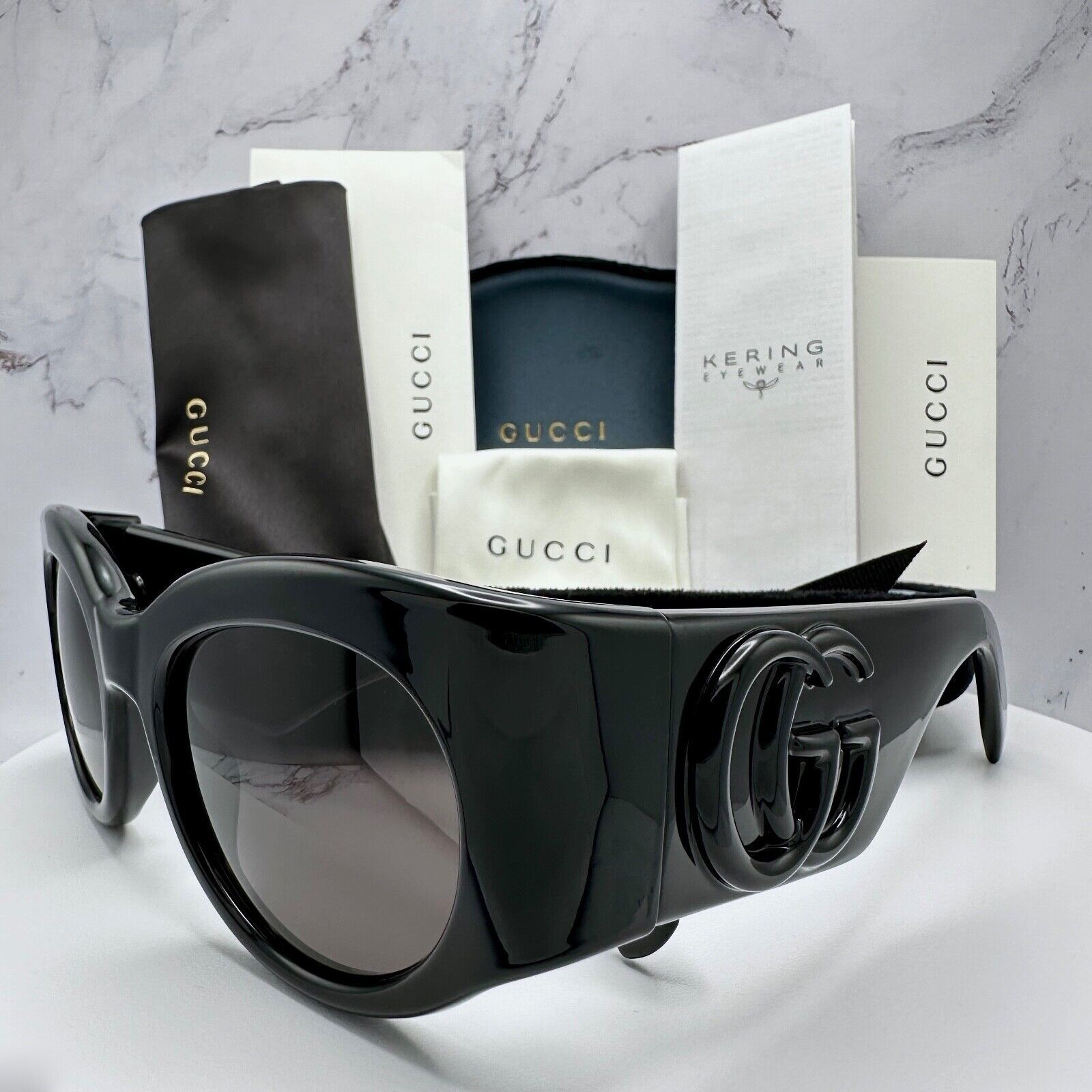 Gucci New GUCCI Sunglasses Black 3D GG Logo Wrap Triple Black Size ONE SIZE - 13 Thumbnail