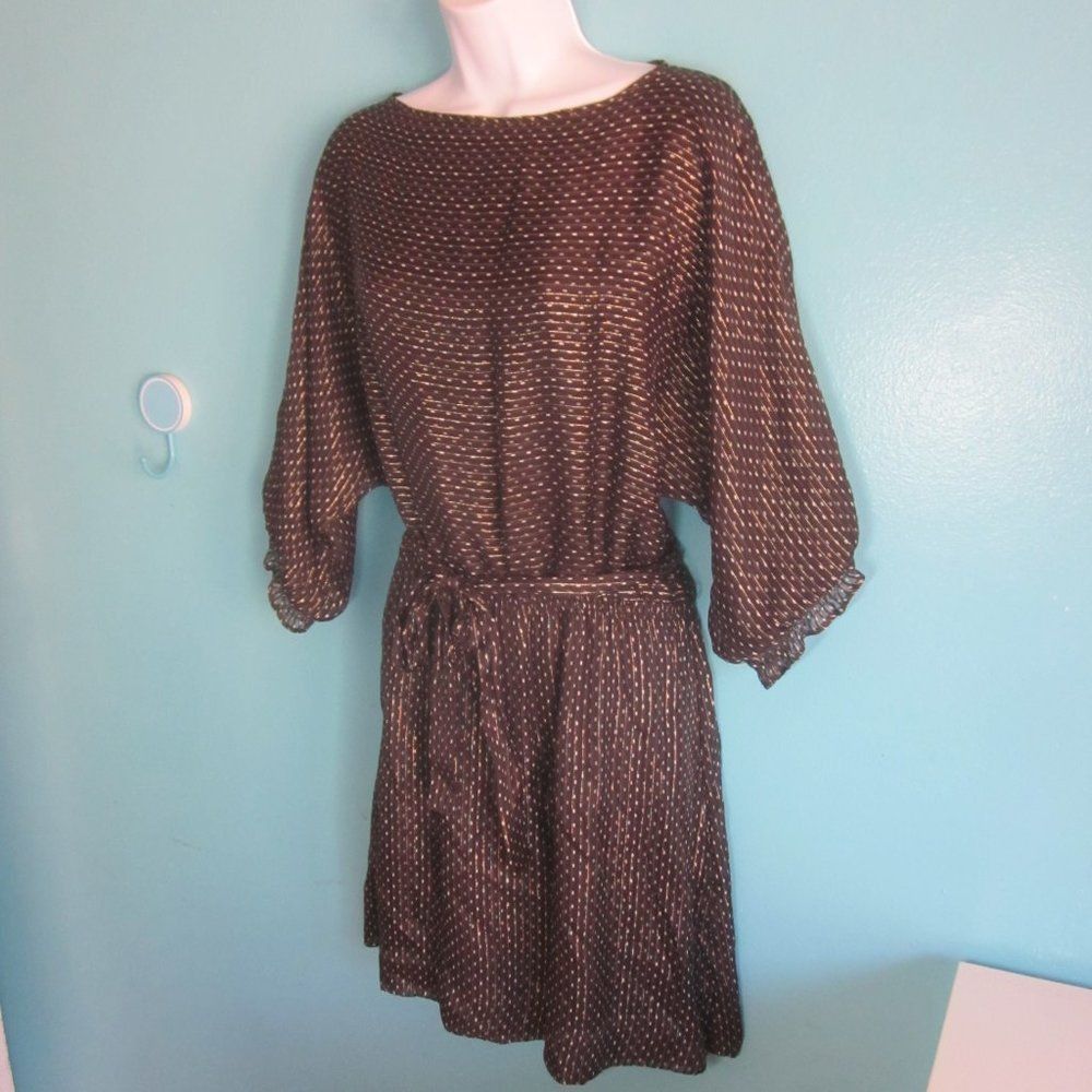Alice San Diego Alice Ritter 2 Size 10 / Large Designer Silk Gold Metallic Brown Mini Dress Size L / US 10 / IT 46 - 2 Thumbnail